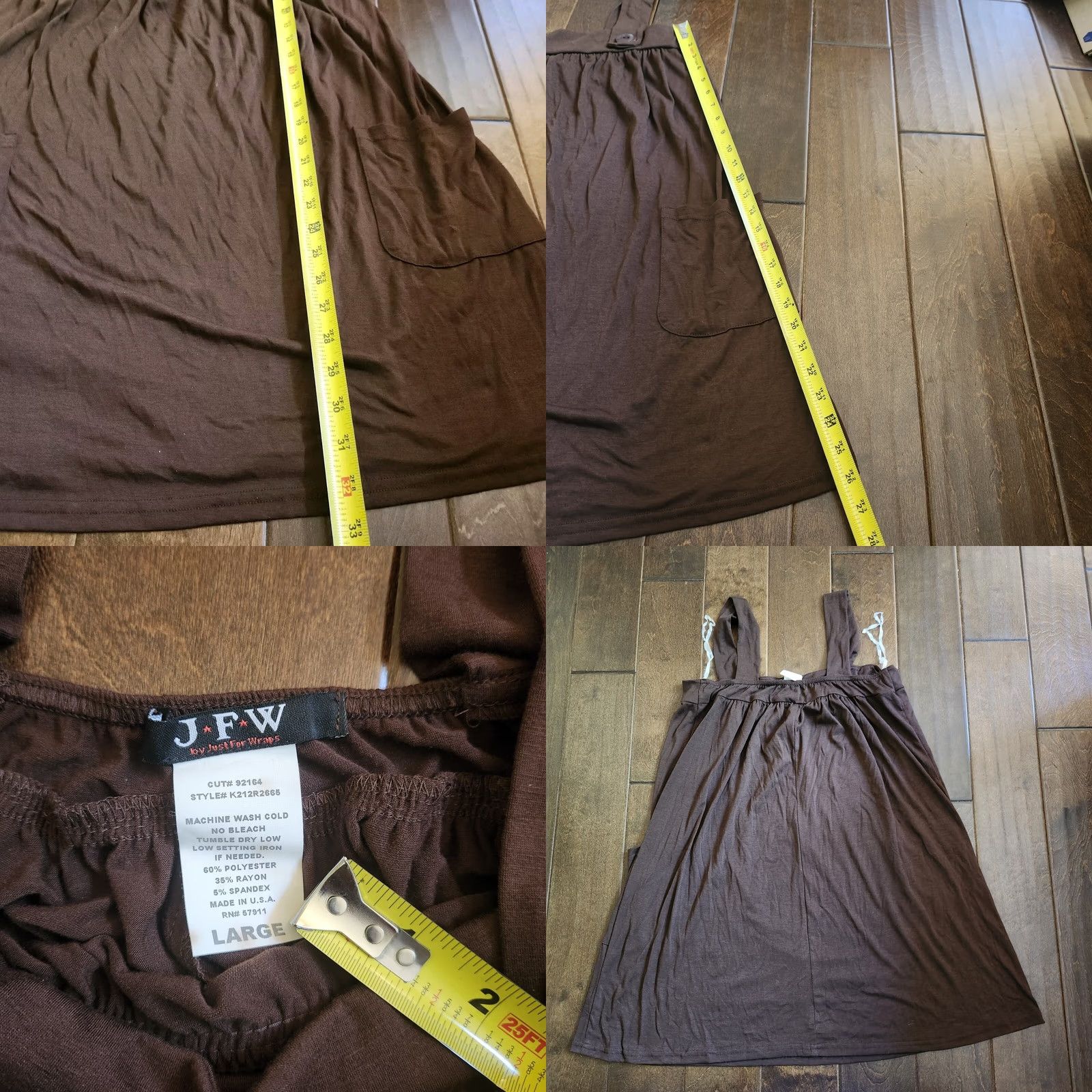 Vintage JFW Just For Wraps Women's Brown Pocket Jumper Dress L Knee Length Solid Sleeveless Button Closure Potable Birthday? Size L / US 10 / IT 46 - 8 Thumbnail