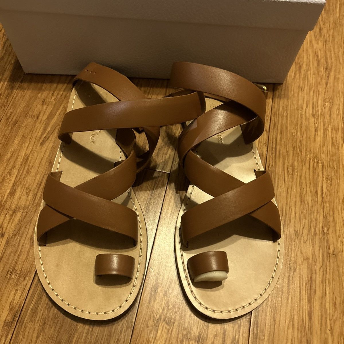 Dior Dior DIORIVIERA DIOR Sun TOE-Ring Sandal Camel Calfskin Size US 8 / IT 38 - 5 Thumbnail