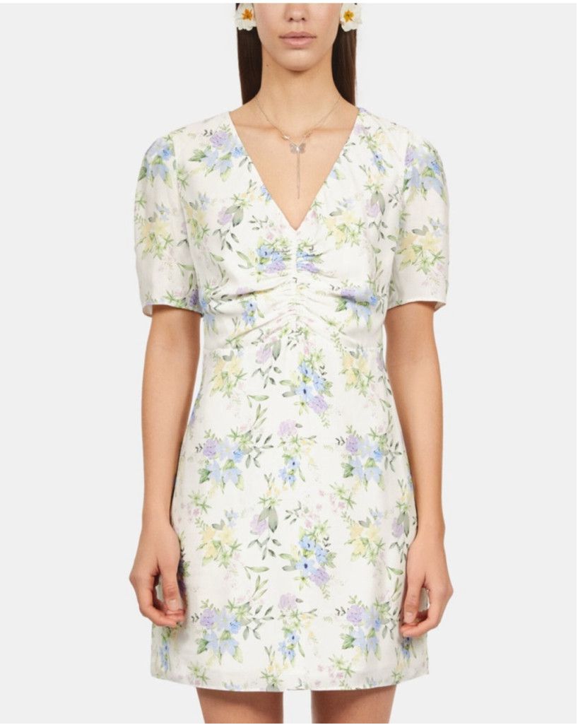 The Kooples NWT The Kooples Floral Shirred Puff-Sleeve Mini Dress XS Size XS / US 0-2 / IT 36-38 - 4 Thumbnail