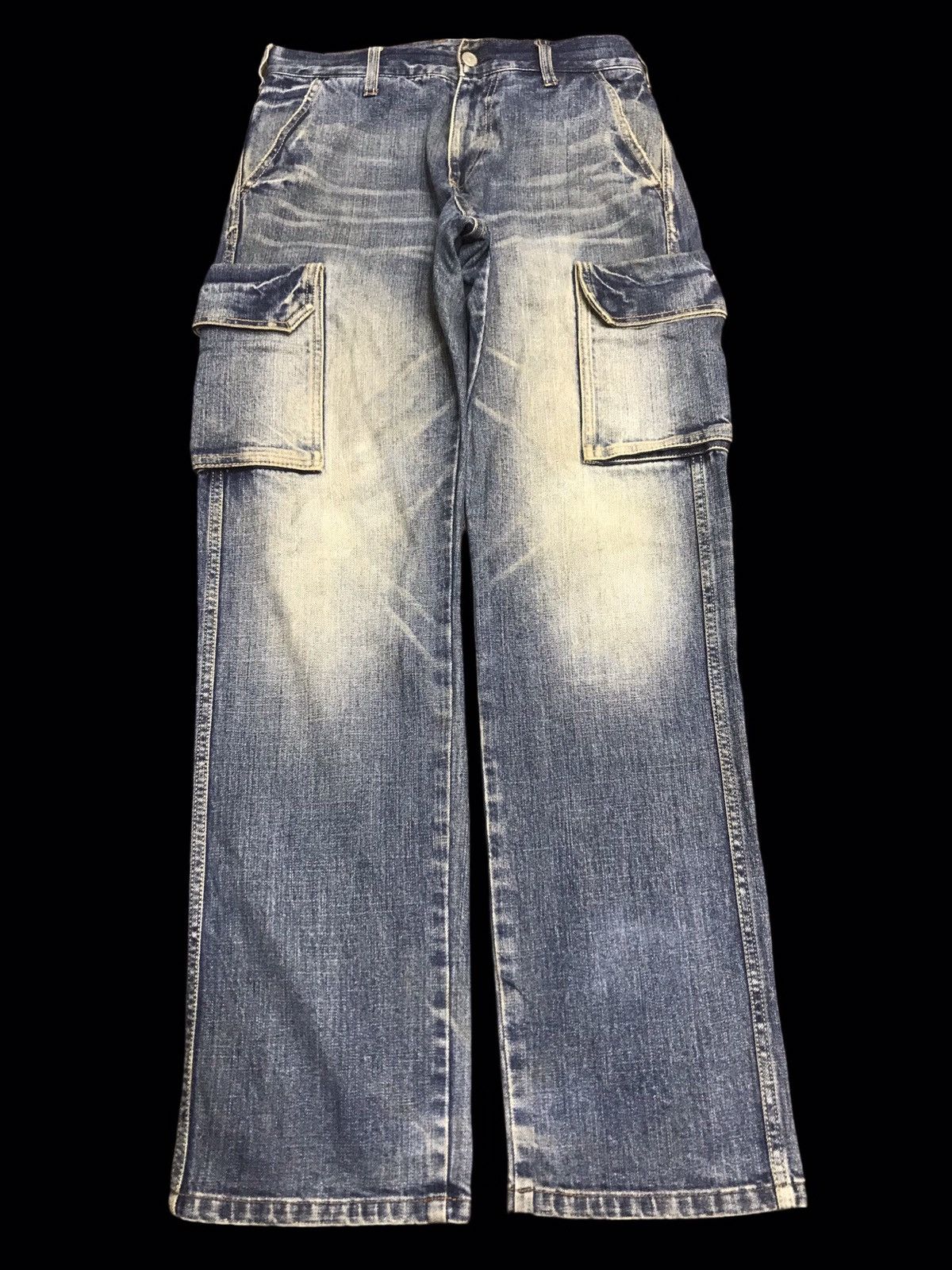 Global Work 💥JAPAN STYLE💥RARE GLOBAL WORK BLUE WASH CARGO DENIM F211 Size US 30 / EU 46 - 1 Thumbnail