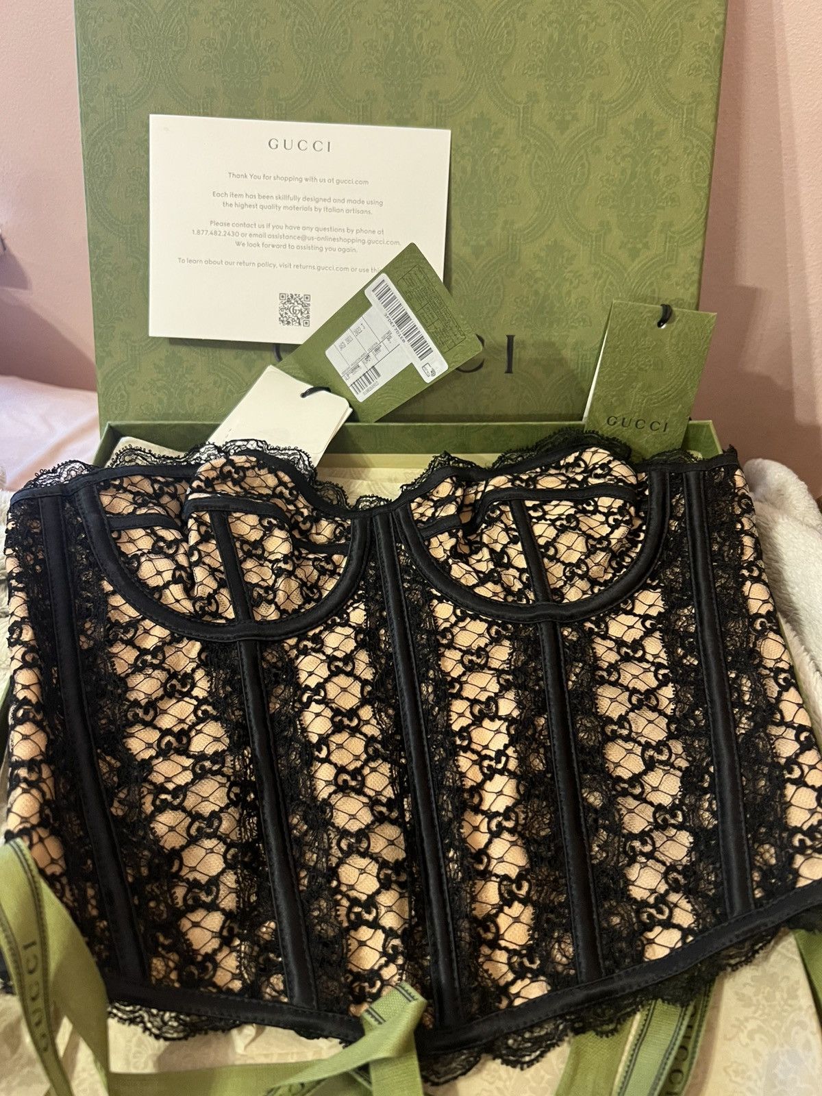 Gucci Gucci Black Lace Corset Top Bustier NWT Authentic w/ Box Size S / US 4 / IT 40 - 1 Thumbnail