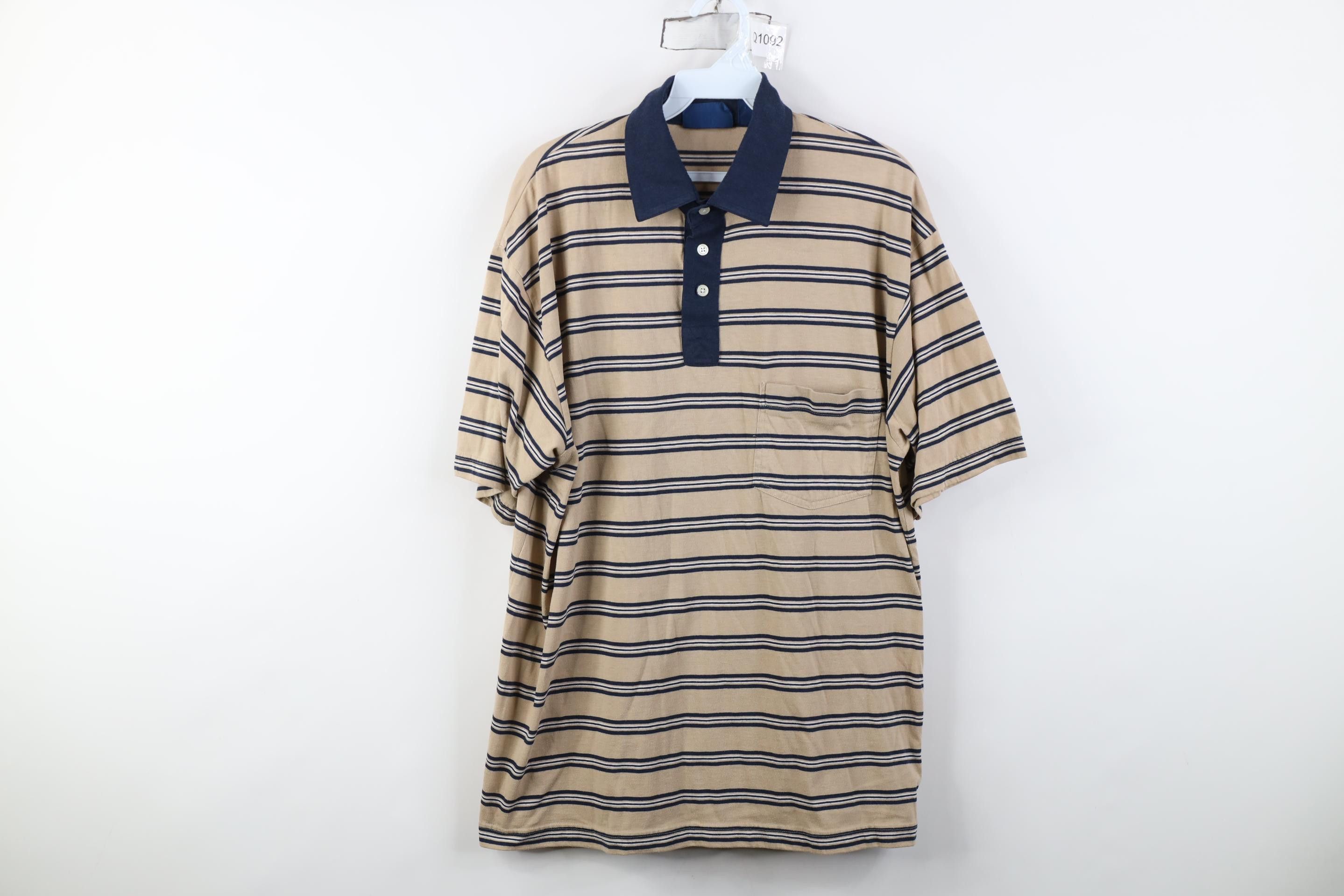 Vintage Vintage 90s Streetwear Block Knit Golf Polo Shirt Beige Size US L / EU 52-54 / 3 - 1 Thumbnail