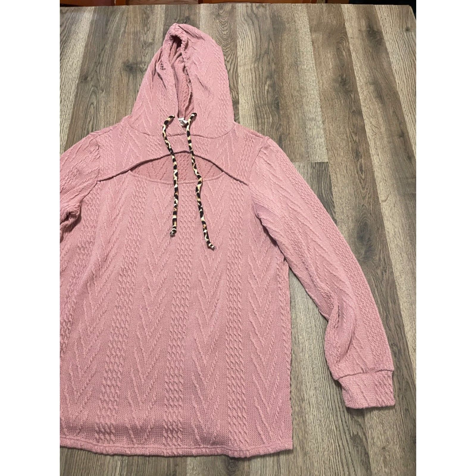 Vintage BIBI Hoodie Womens XL Pink Pullover Long Sleeve Front Cut Out Modern Casual VINTAGE? No (assume No) Size XL / US 12-14 / IT 48-50 - 4 Thumbnail