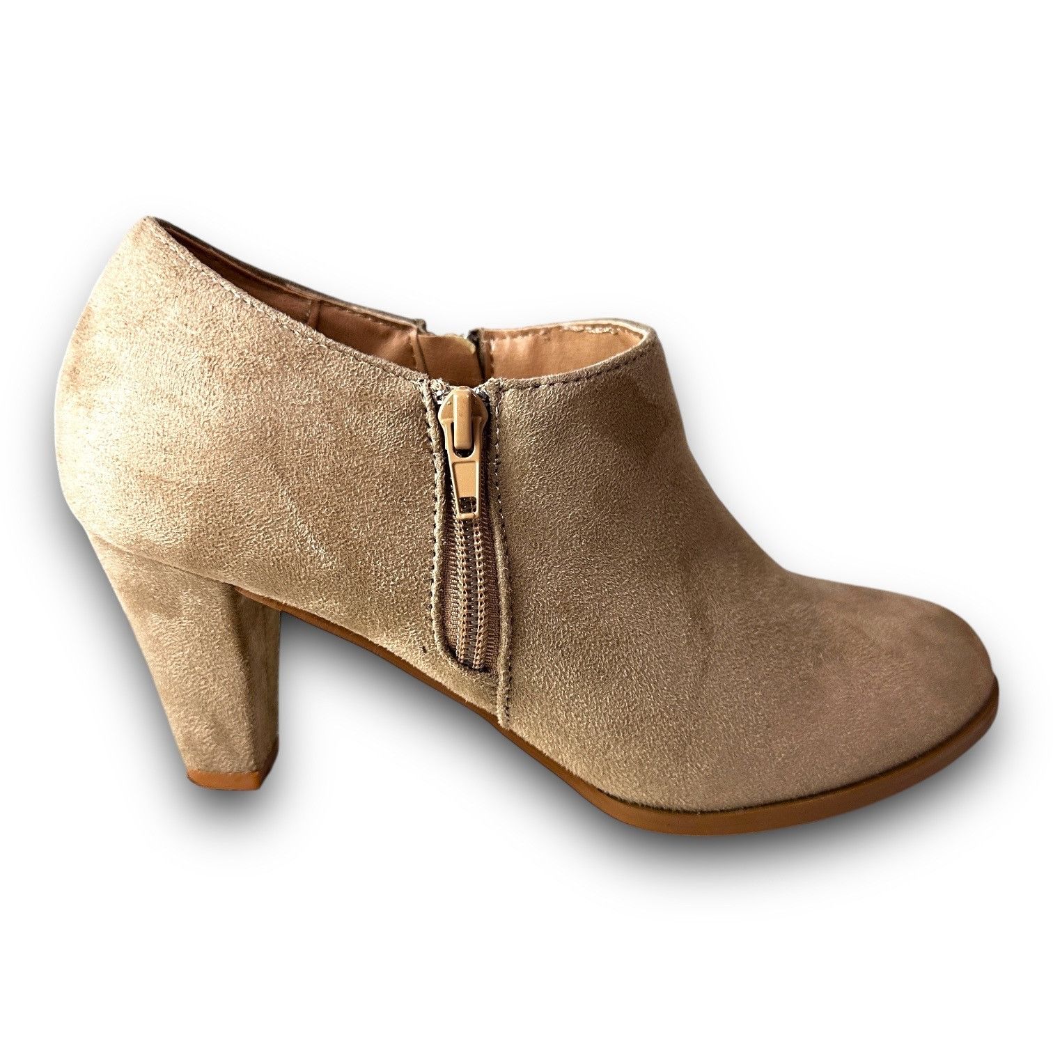 Other Chic Journee Womens Faux Suede Tan High Heel Ankle Booties S Size US 8 / IT 38 - 6 Thumbnail