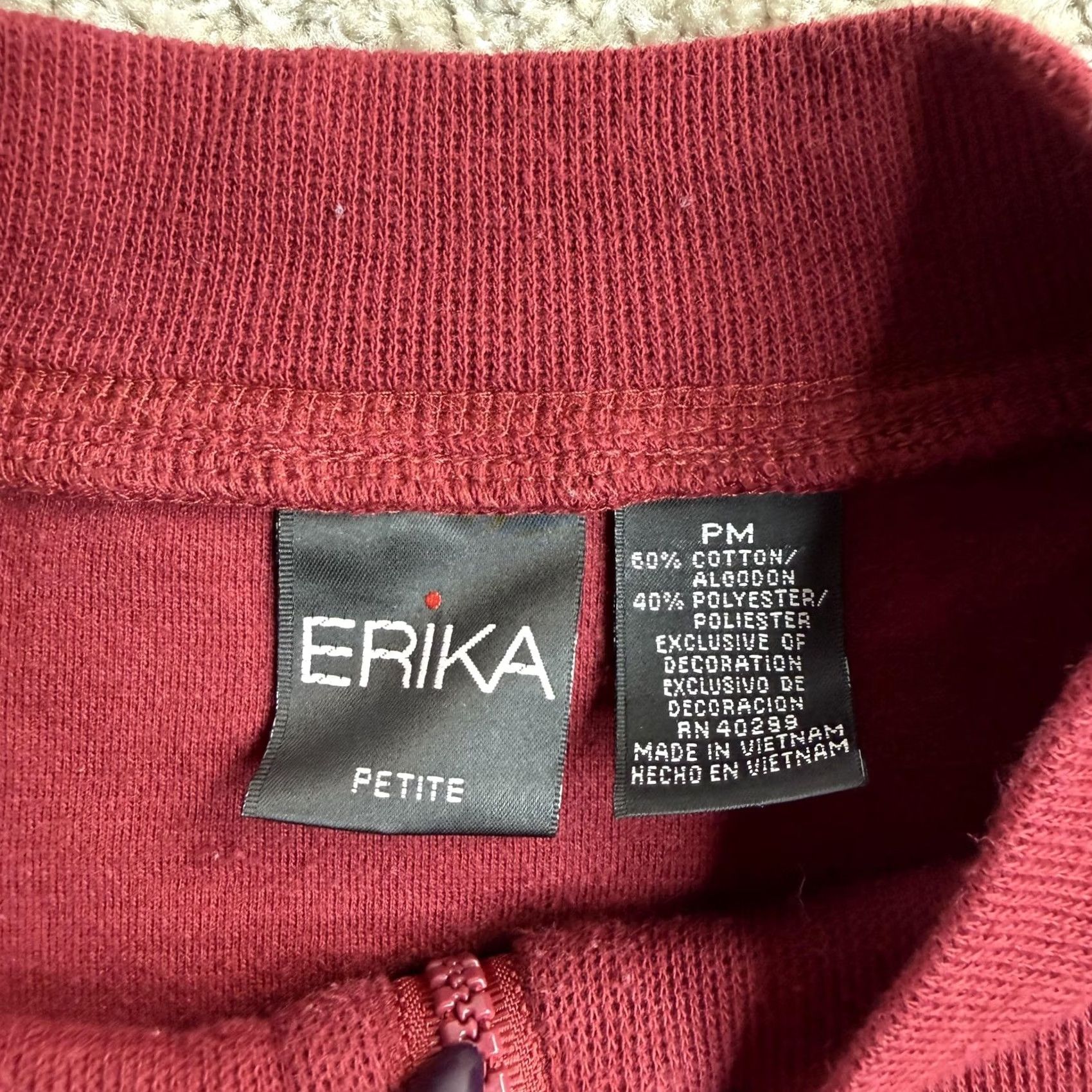 Velour VINTAGE Erika Sweater Women PM Red Mock Neck Floral Velour Full Zip Knit Size M / US 6-8 / IT 42-44 - 5 Thumbnail