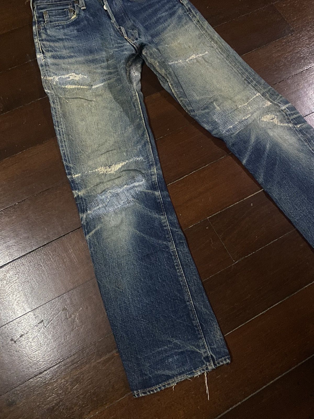 Denime FIRE 🔥 VINTAGE DENIME JAPAN DISTRESSED REWORK FADED JEANS Size US 29 - 7 Thumbnail