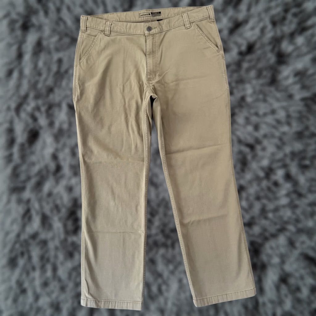 Carhartt Carhartt Pants Mens 40x32 Relaxed Fit Rugged Flex Canvas Carpenter Workwear Straight 5-Pocket Beige Outdoor Vintage: No Size US 40 / EU 56 - 1 Thumbnail