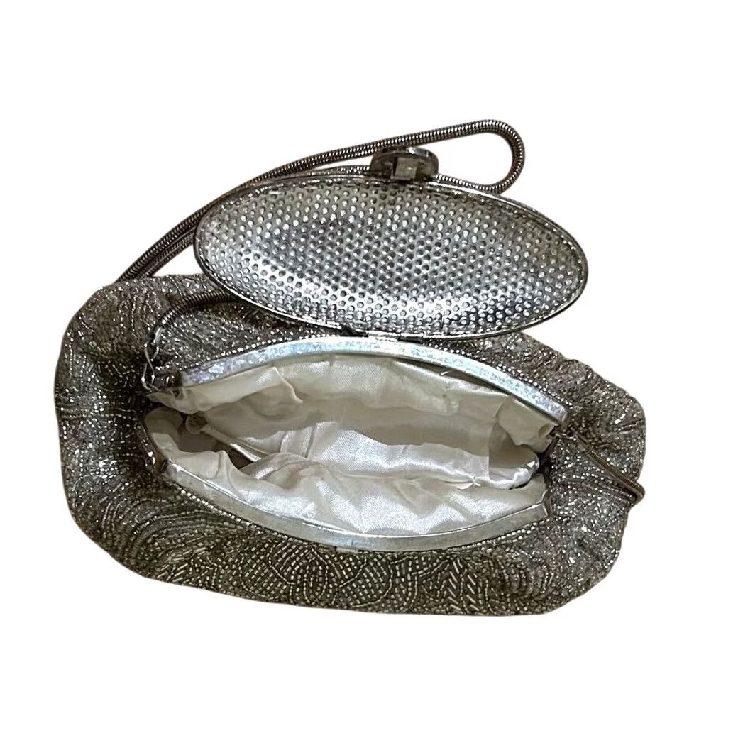 Nique VINTAGE Le Regale Evening Bag Beaded Art Deco Handmade Silver Stunning Unique Bag Size ONE SIZE - 5 Thumbnail