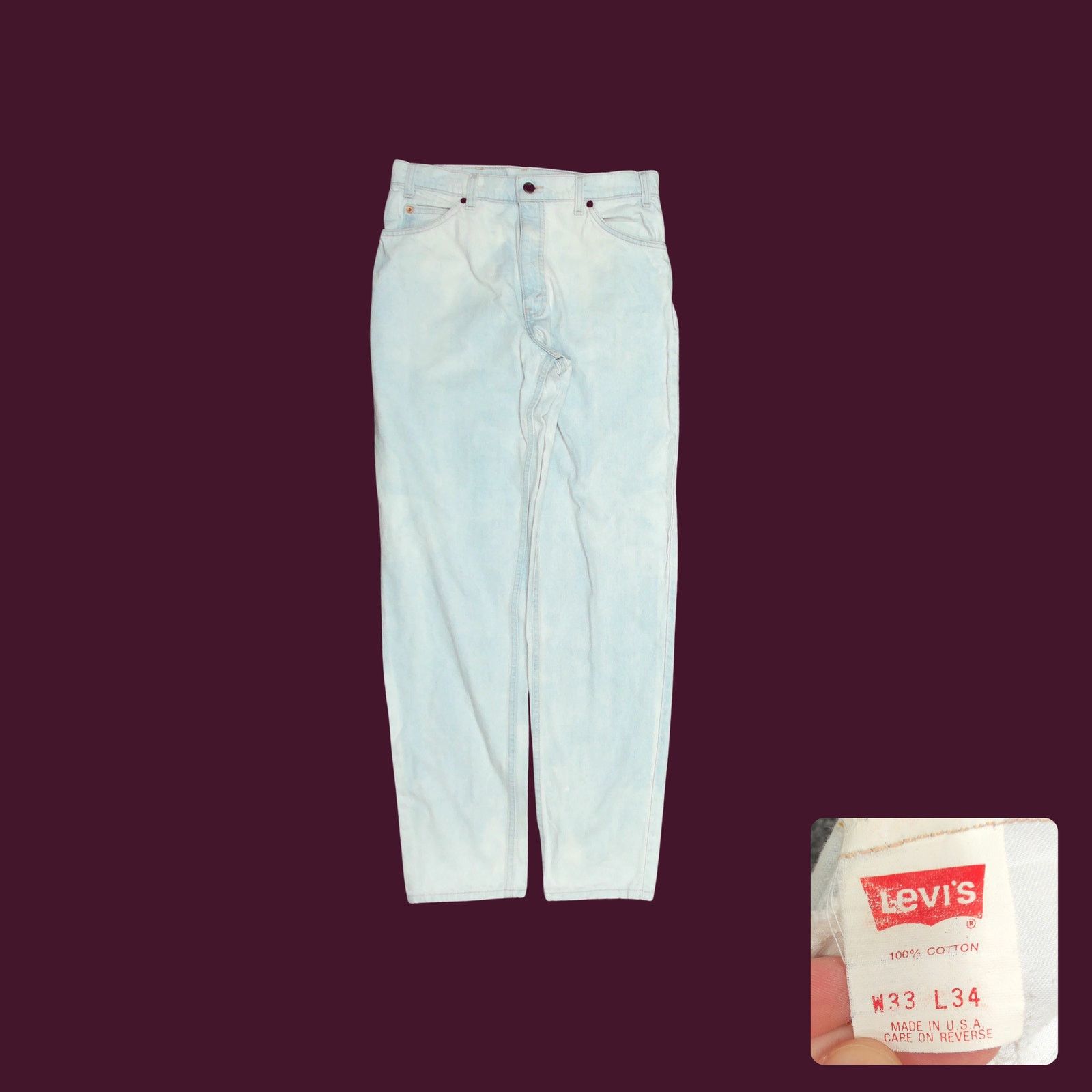 Levi's 1992 Levi's 550 Orange Tab Custom Bleach 33x34 Size US 33 - 1 Thumbnail