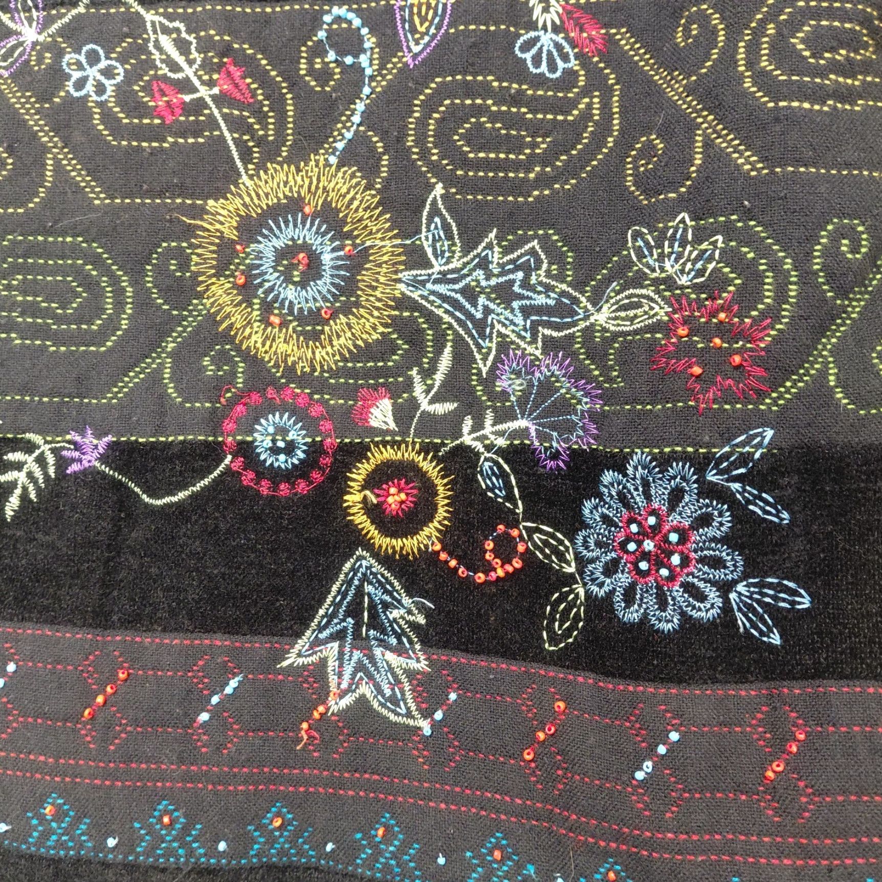Vintage White Stag Floral Embroidered Jacket Women's L Black Beaded Tapestry 90s Bohemian Size L / US 10 / IT 46 - 7 Thumbnail