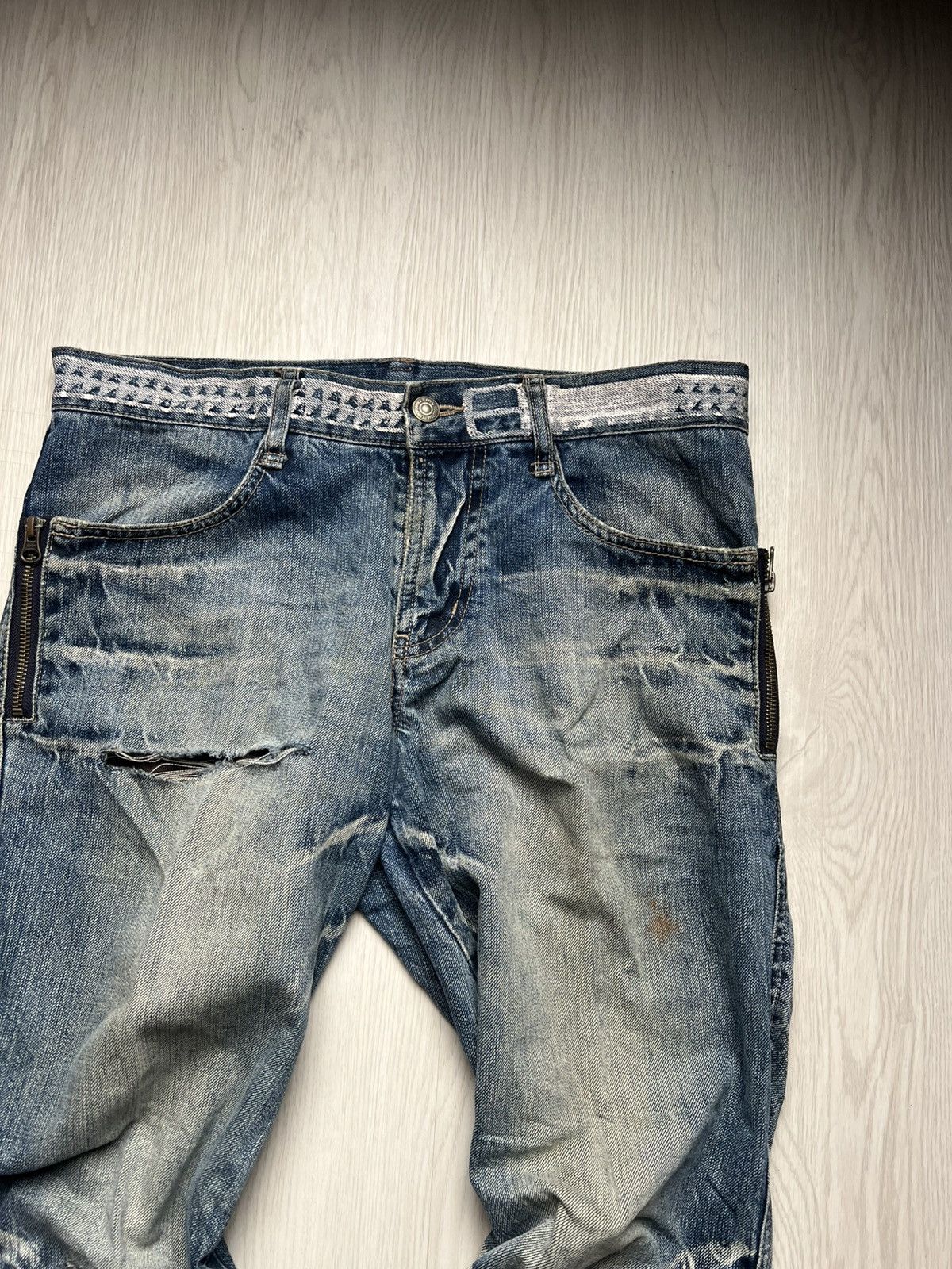 PPFM Spiral Cut PPFM Faded Distressed Jeans Size US 33 - 5 Thumbnail