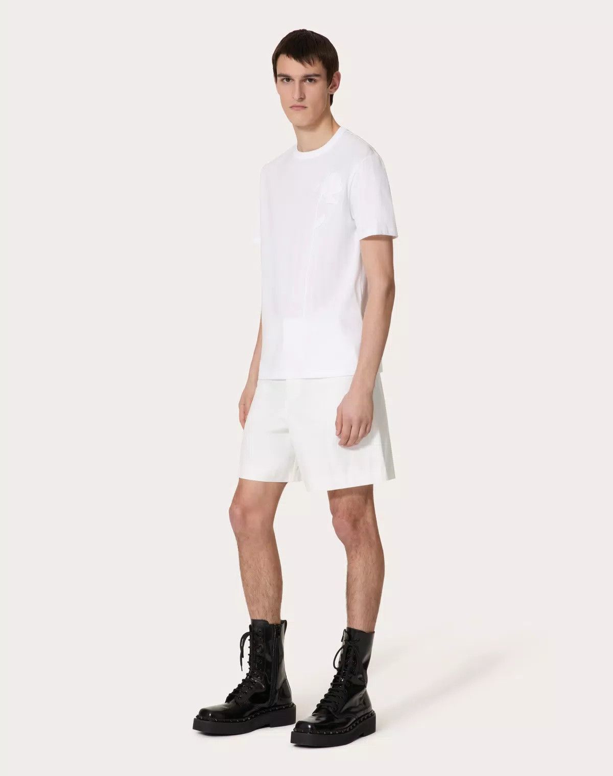 Valentino oc11z0725 Mercerised Cotton T-Shirt in White Size US L / EU 52-54 / 3 - 3 Thumbnail