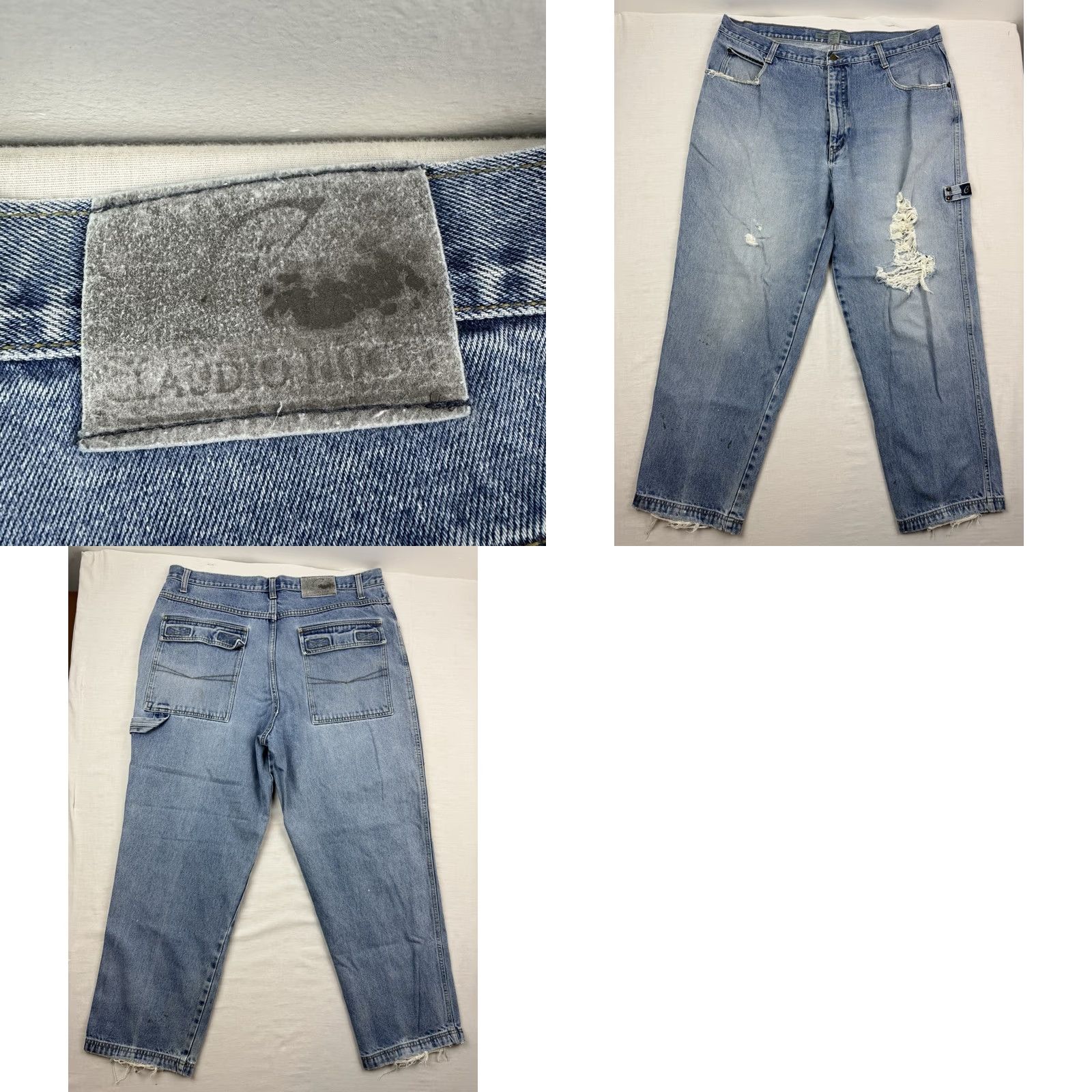 Thrasher VINTAGE Claudio Nucci Jeans Adult 40x30 Blue Cotton Ramie Denim Zip 90s Punk Hipster Tapered Relaxed Mens Size US 40 / EU 56 - 11 Thumbnail