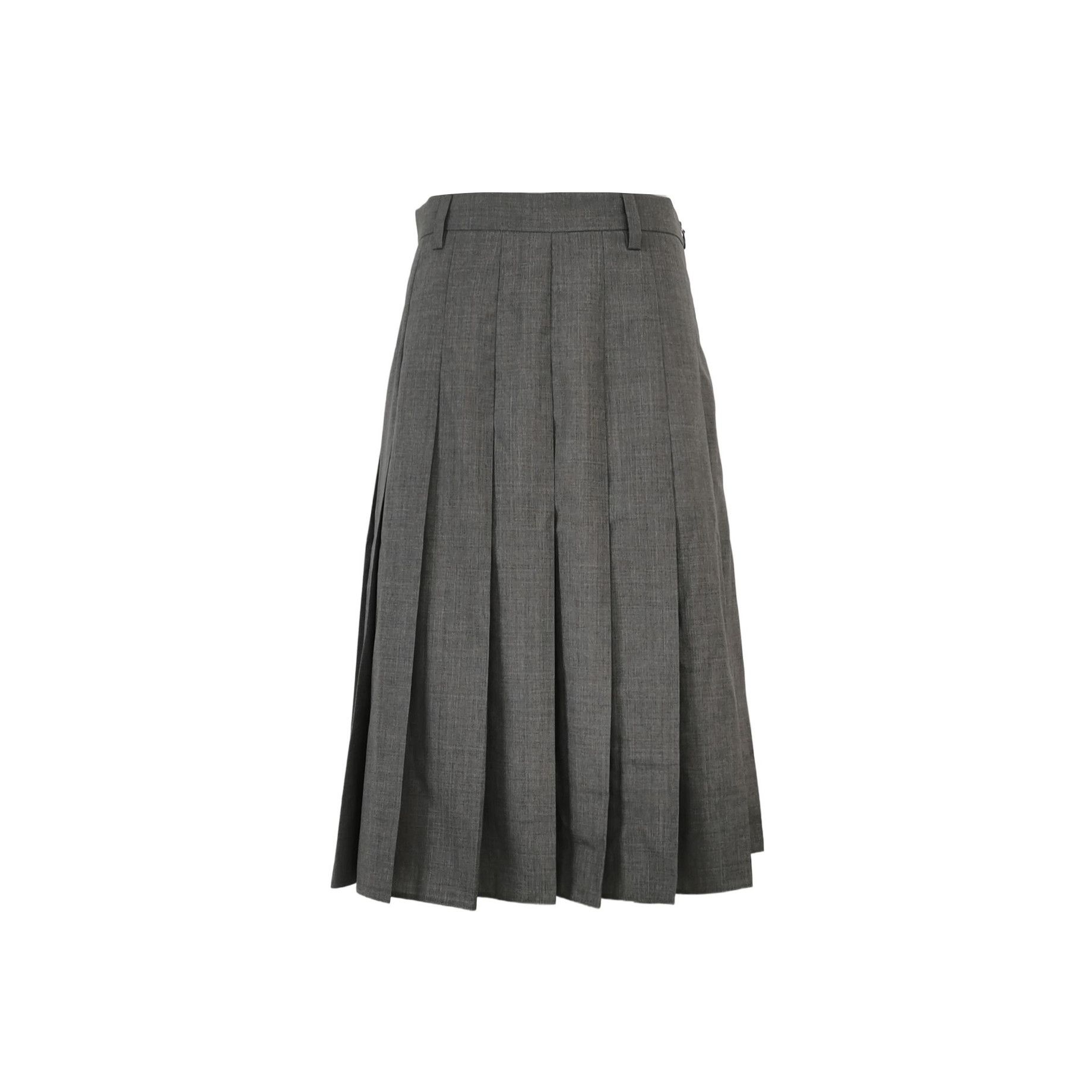 Prada Prada Grey Pleated Wool Midi Skirt 0089 Size 36" / US 14 / IT 50 - 1 Thumbnail