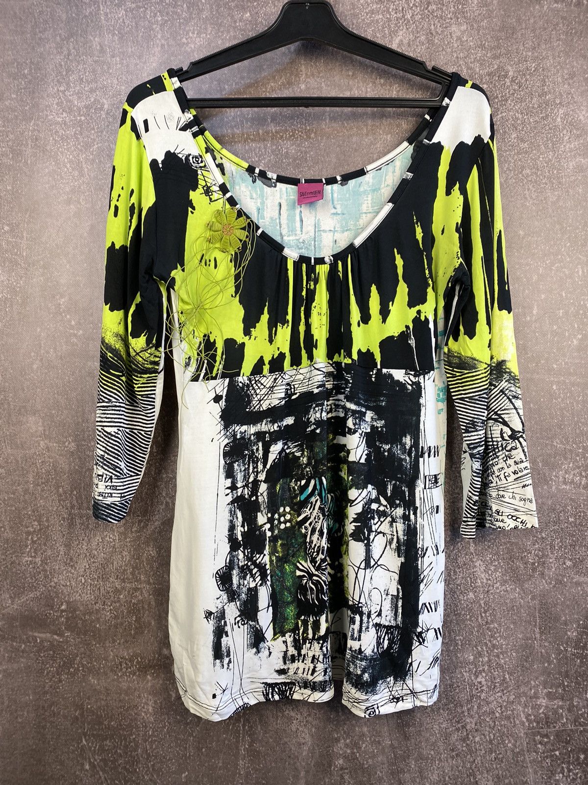 Designer Vintage Save the Queen Italy Mesh Long Sleeve Printed Top Size XXL / US 16-18 / IT 52-54 - 1 Thumbnail