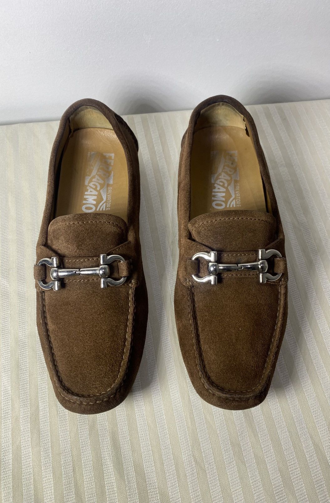 Salvatore Ferragamo Gancini Brown Suede Loafers by Salvatore Ferragamo Size US 5.5 / IT 35.5 - 2 Thumbnail