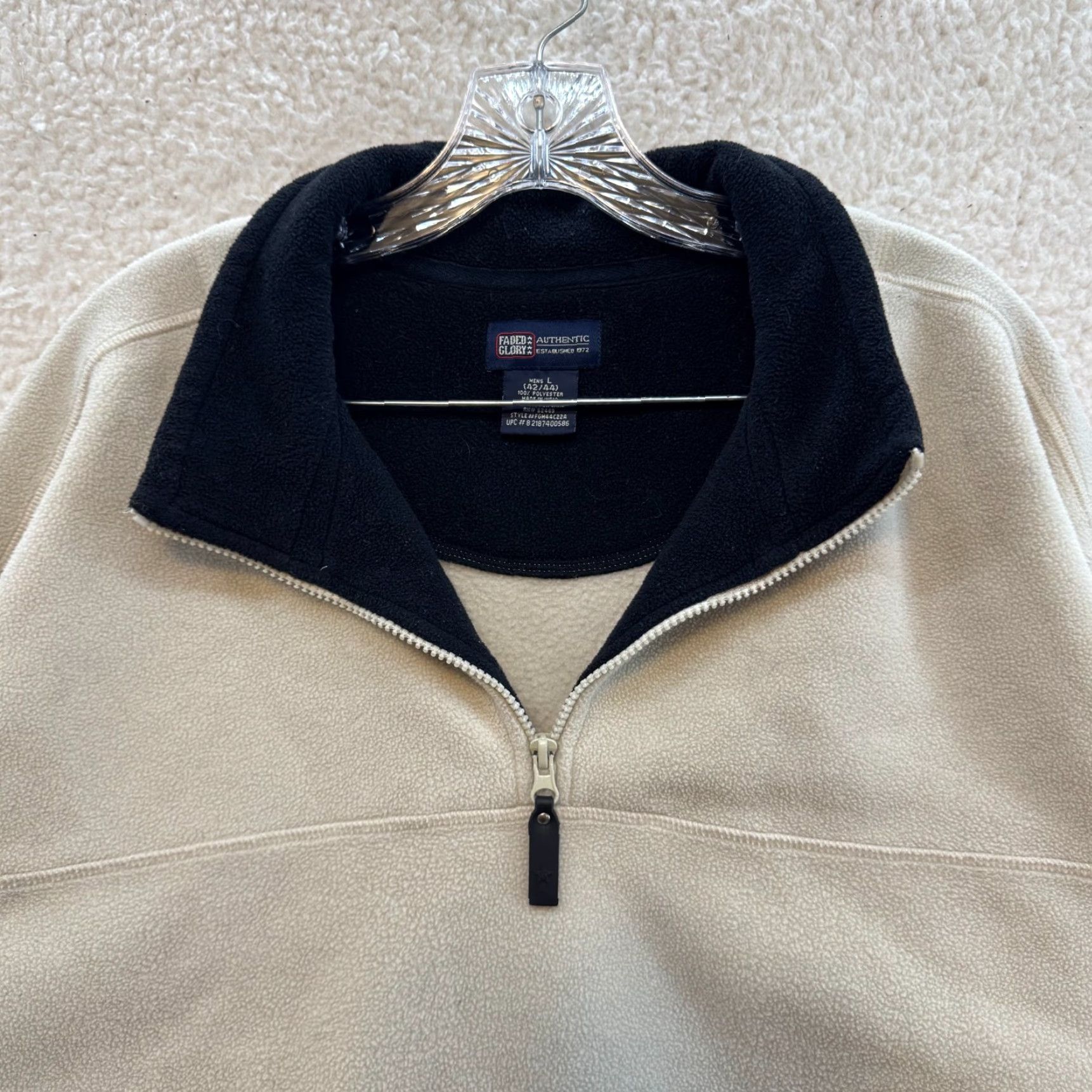 Vintage Y2K Vintage Fleece 1/4 Zip Pullover Sweater Jacket Large XL Mens Cream Beige Mens L Casual Grunge 1990s Beige Fleece Size US L / EU 52-54 / 3 - 3 Thumbnail