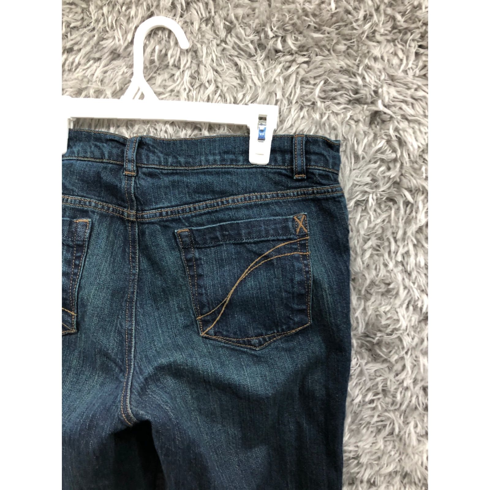 Denime Axcess Jeans Womens Size 10 Regular 32 Blue Denim Bootcut Stretch Dark Wash Slim Rise Mid 8.5-10.5 Inseam 31 in 5-Pocket Logo Button Zipper Size 32" / US 10 / IT 46 - 6 Thumbnail