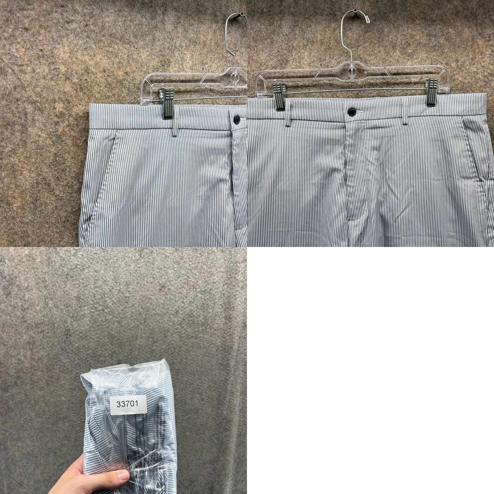 Vintage Greg Norman Shorts Mens 38 Blue Striped Chino Flat Front Polyester Seersucker Pocket Pockets Casual Travel Vintage No Size US 38 / EU 54 - 8 Thumbnail