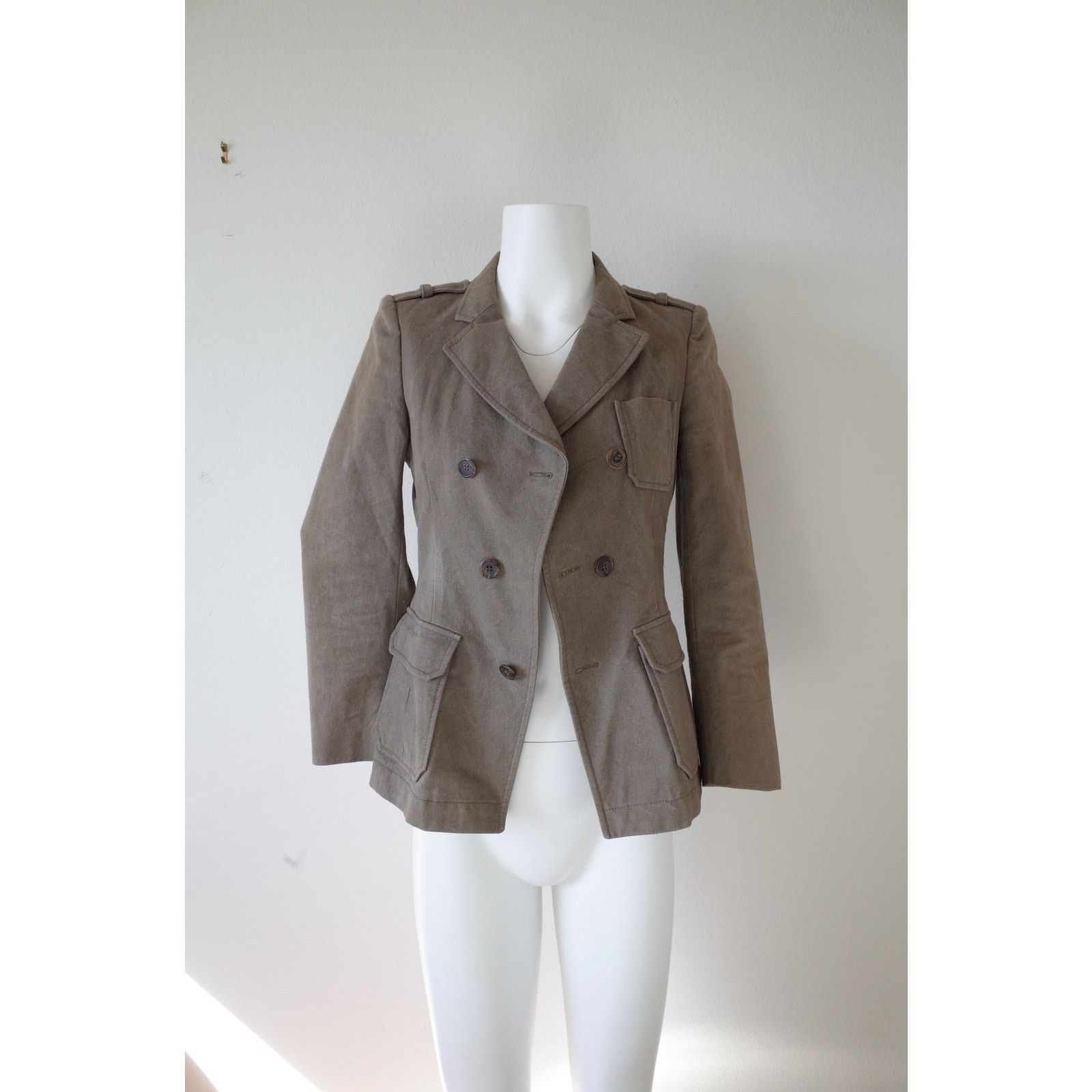 image of Balenciaga Army Green Double Breasted Blazer Jacket 36, Women's (Size Small)