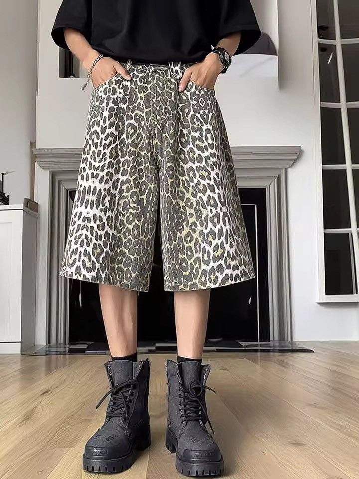 Japanese Brand VIBE Slouchy style vintage leopard baggy denim shorts Size US 30 / EU 46 - 6 Thumbnail