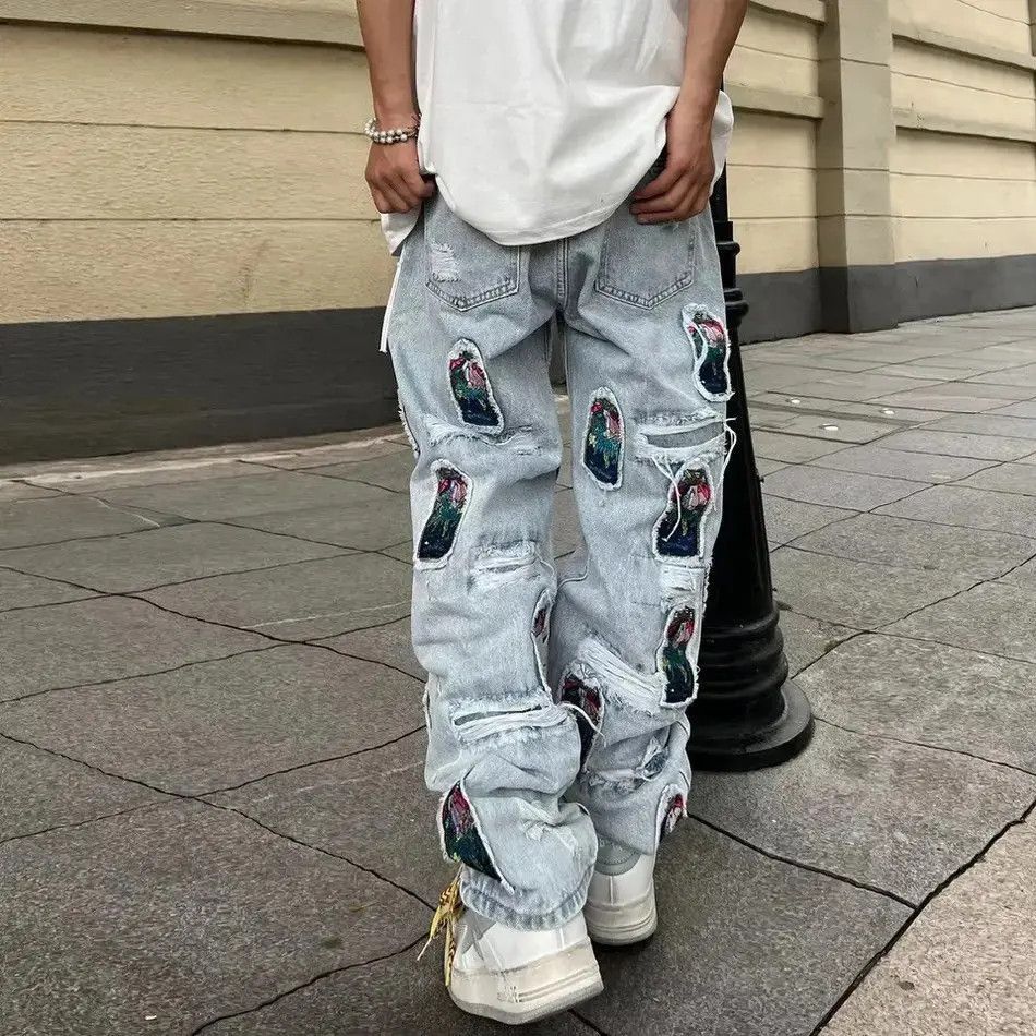 Japanese Brand Retro Patch Embroidered Pleated Jean Size US 32 / EU 48 - 5 Thumbnail