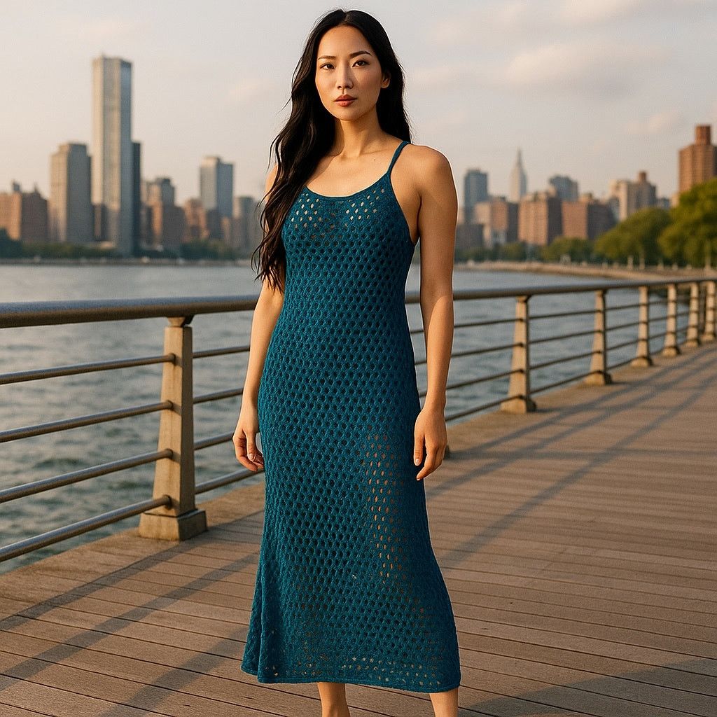 Anthropologie Blue Crochet Maxi Dress Size S / US 4 / IT 40 - 1 Thumbnail