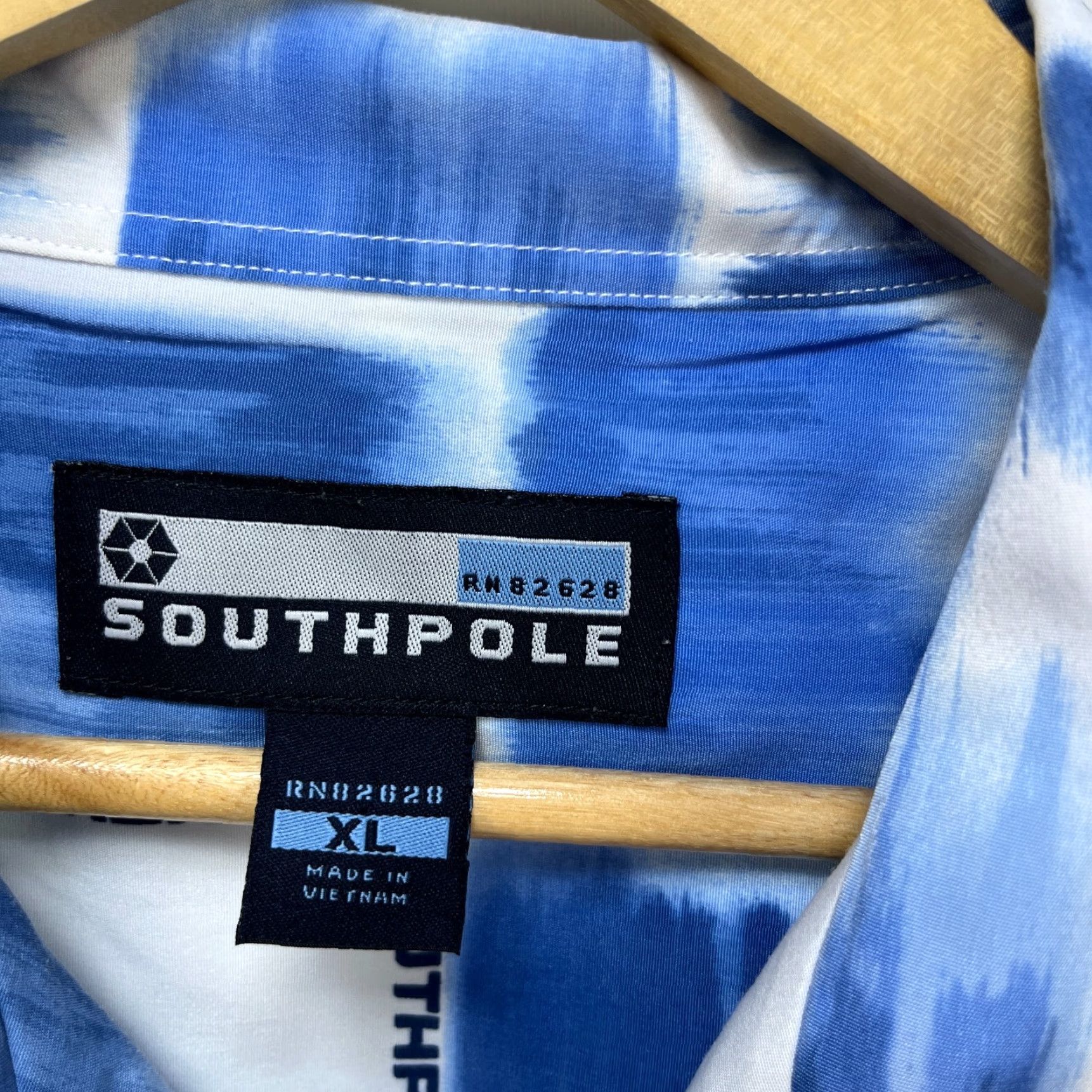 Southpole VINTAGE Southpole Shirt XL Short Sleeve Button-Up Baggy Hip Hop Mens Blue Size US XL / EU 56 / 4 - 4 Thumbnail