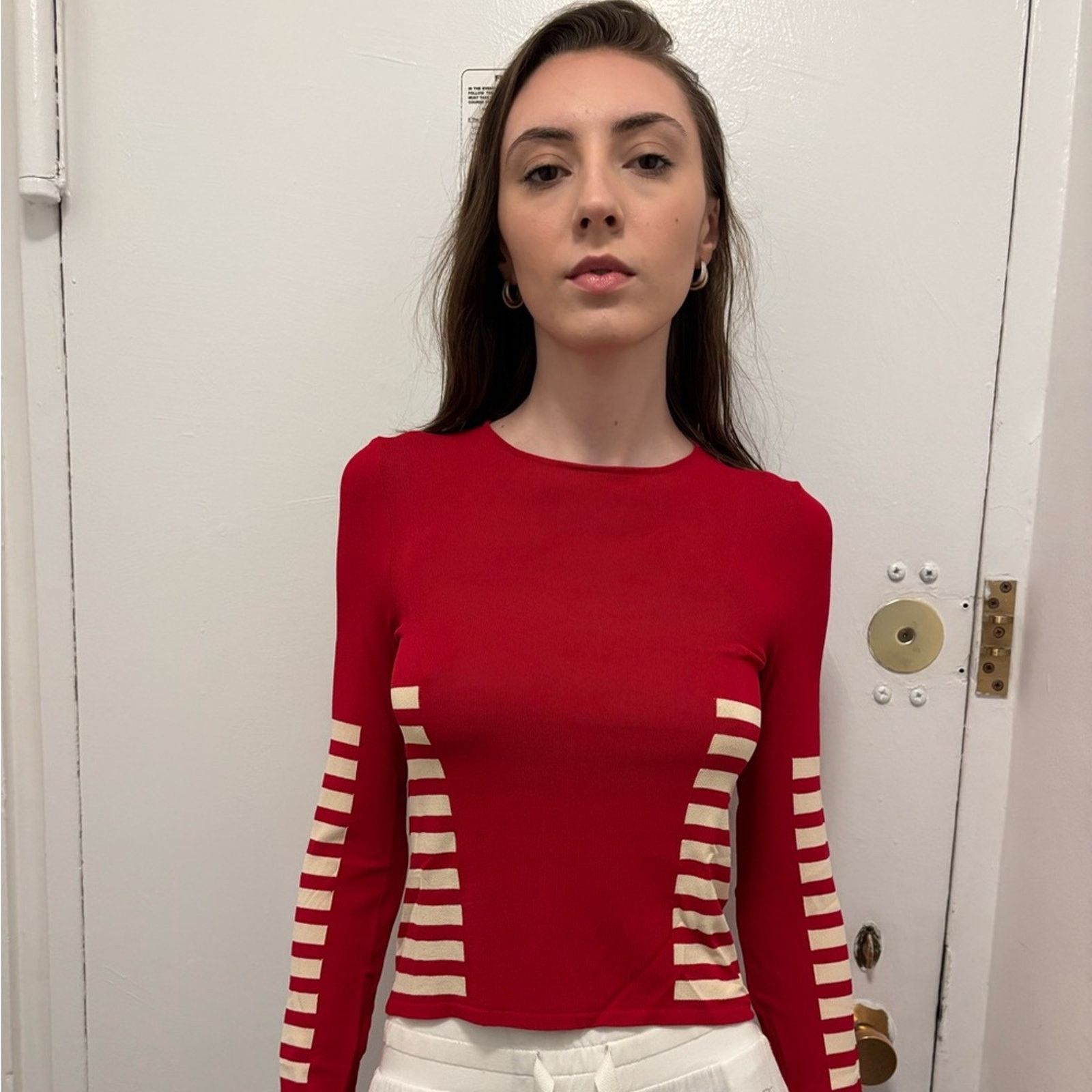 La Perla La Perla Red and Cream Striped Blouse Size M Size M / US 6-8 / IT 42-44 - 2 Thumbnail