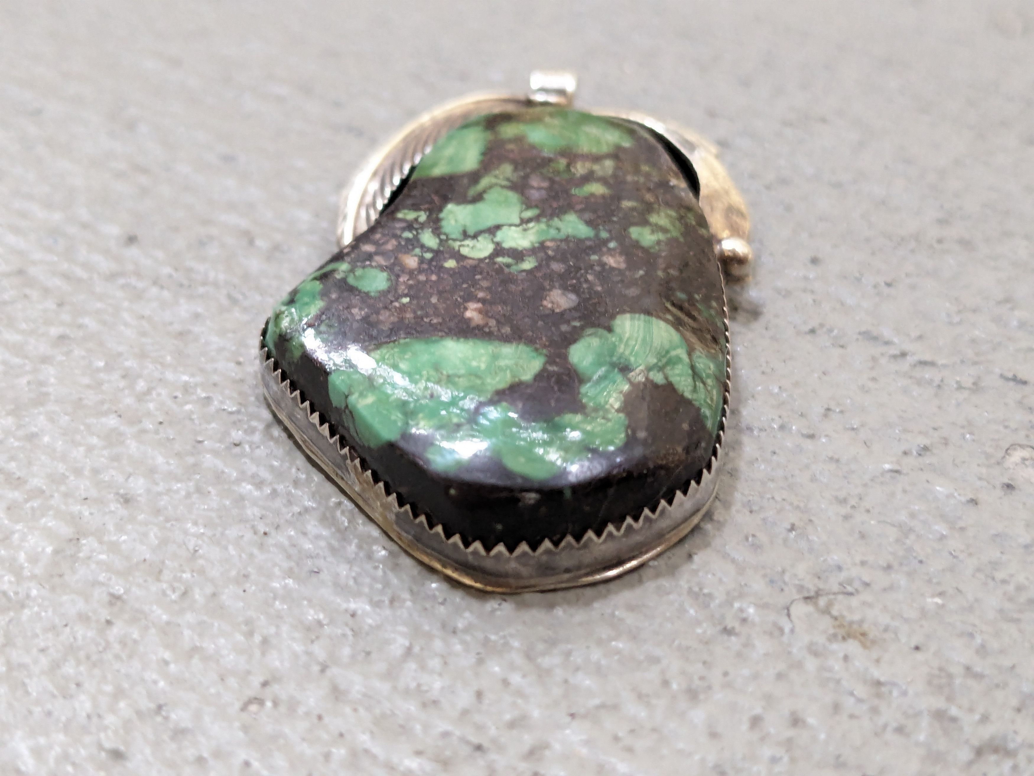 Jewelry Vintage Sterling Silver Pendant Turquoise Modern Leaf Size ONE SIZE - 3 Thumbnail