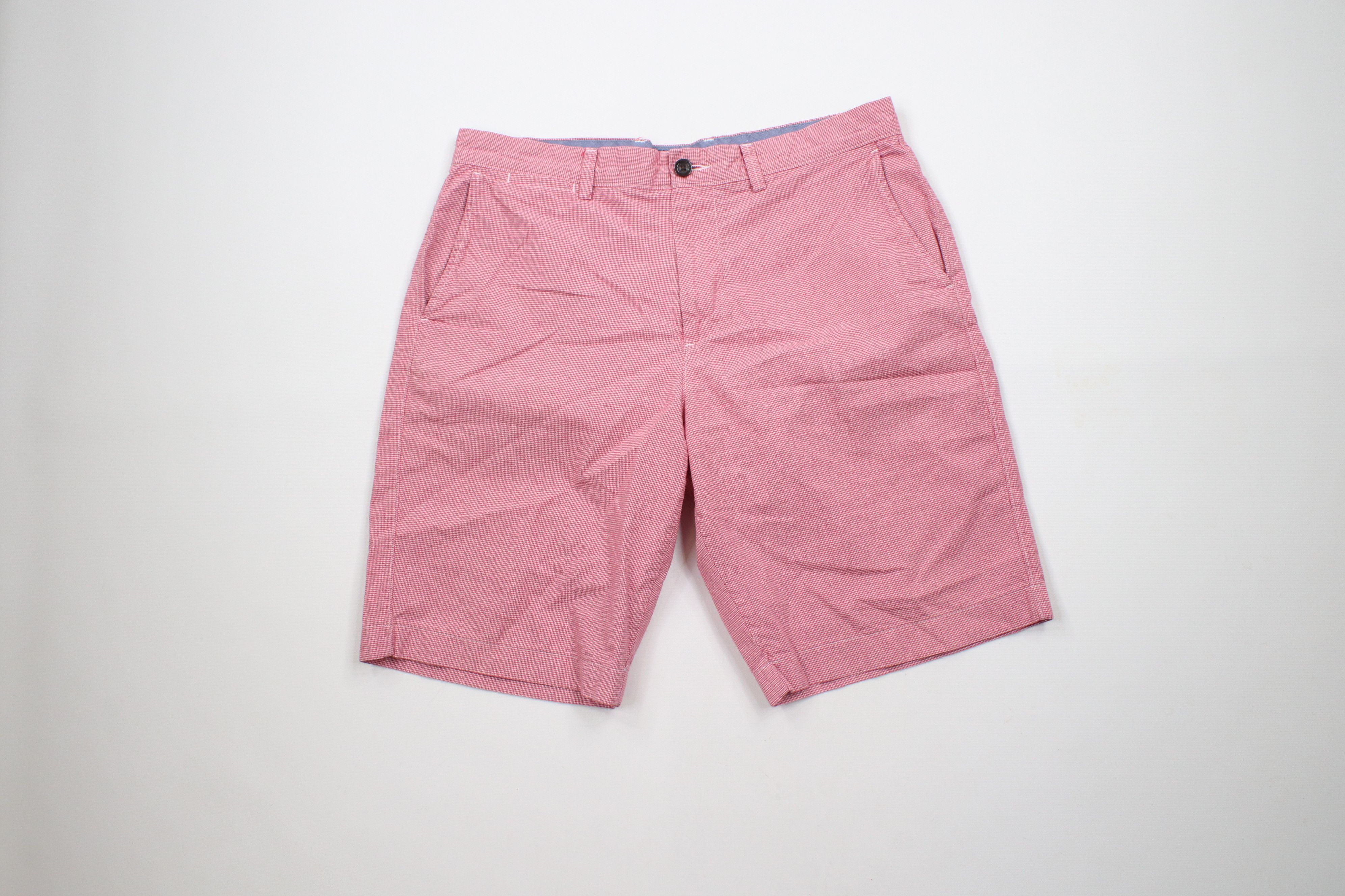 J.Crew × Vintage J Crew Mens Size 34 Cotton Houndstooth Club Chino Shorts Red Size US 34 / EU 50 - 1 Thumbnail