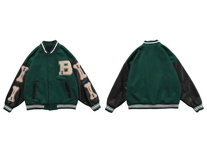 Japanese Brand Skeleton Patchwork Graphic Embroidered Varsity Jacket y2k Size US XL / EU 56 / 4 - 4 Thumbnail