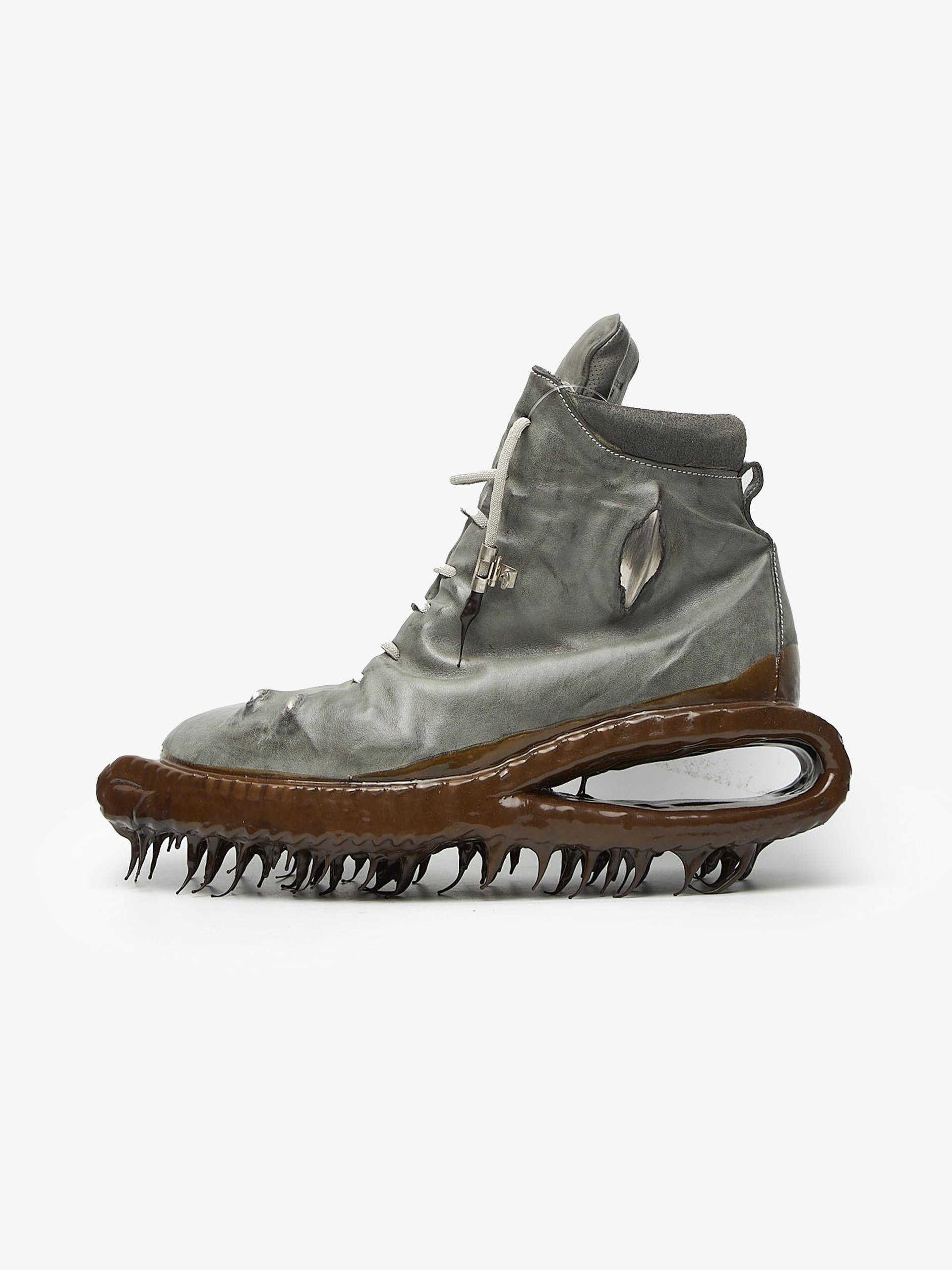 Pre-owned Carol Christian Poell Gray Object Dyed Drip High Sneakers
