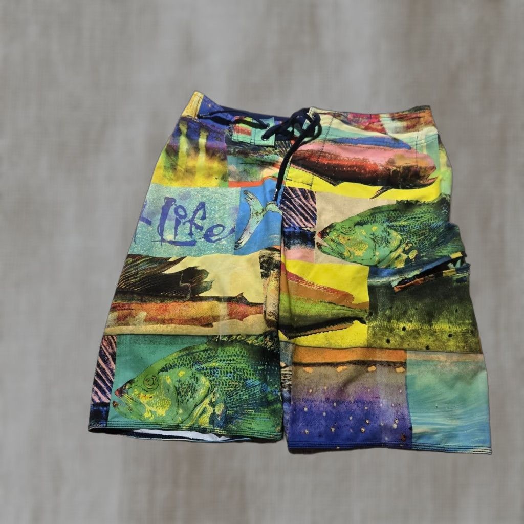 Vintage Salt Life SLX-QD Fishing Aqua Trunks Swim Shorts Men Medium 32 Lined Size US 31 - 1 Thumbnail