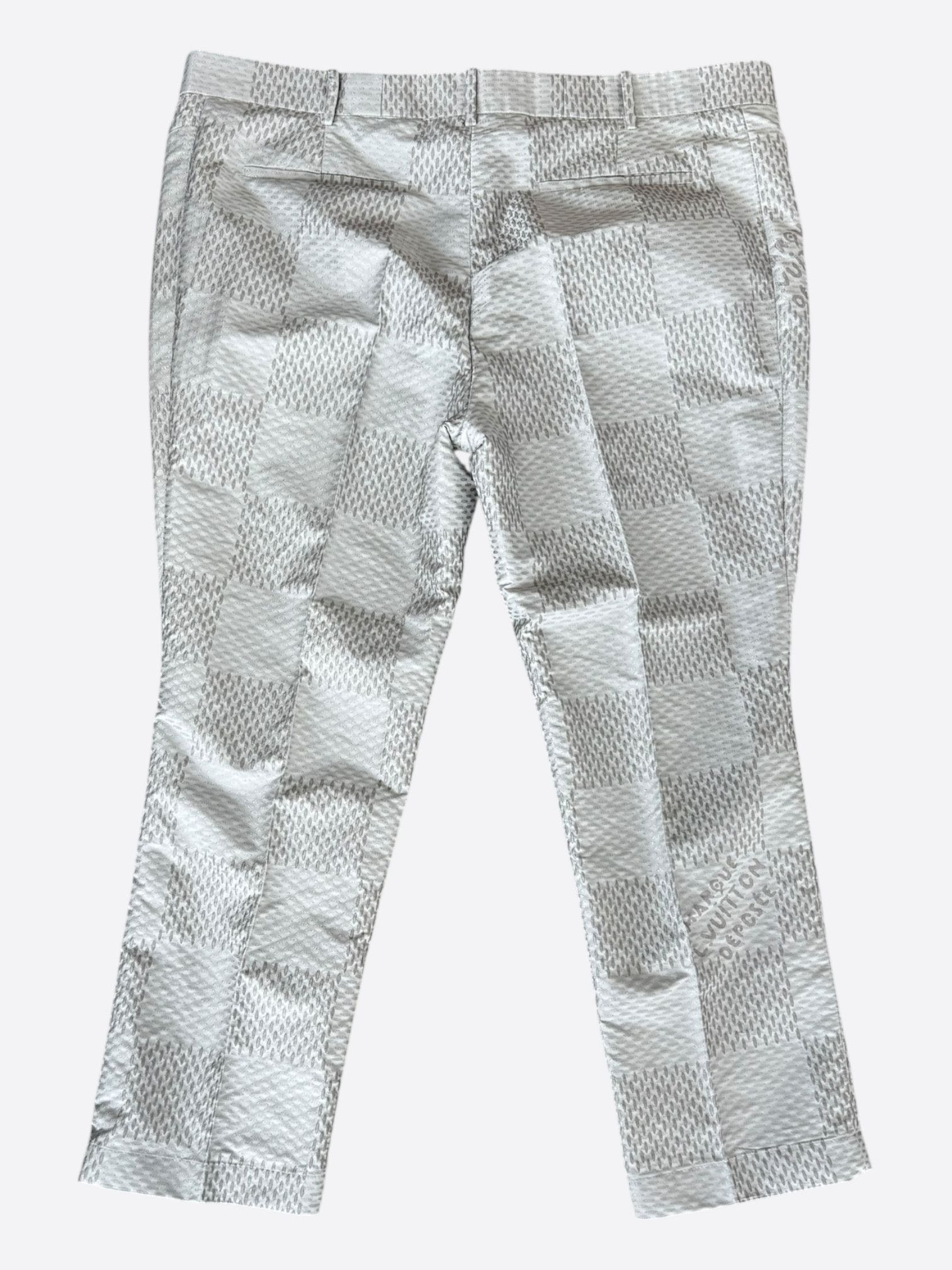 Louis Vuitton Louis Vuitton White & Grey Giant Damier Pants Size US 40 / EU 56 - 2 Thumbnail