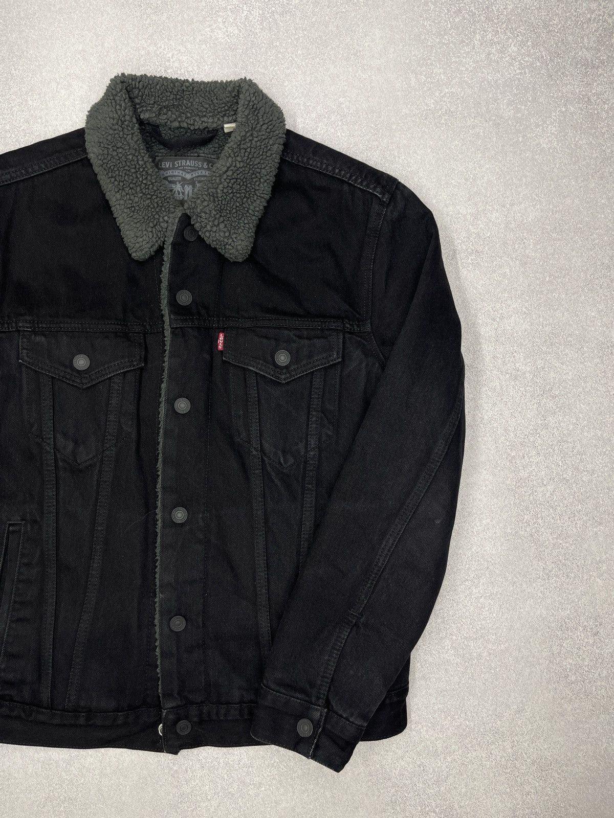 Levi's Mens Levis Sherpa Denim Jacket Black Y2K Size M Size US M / EU 48-50 / 2 - 3 Thumbnail