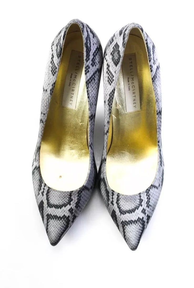 Stella McCartney Stella McCartney gray snake print canvas stiletto heels. S Size US 7.5 / IT 37.5 - 2 Thumbnail
