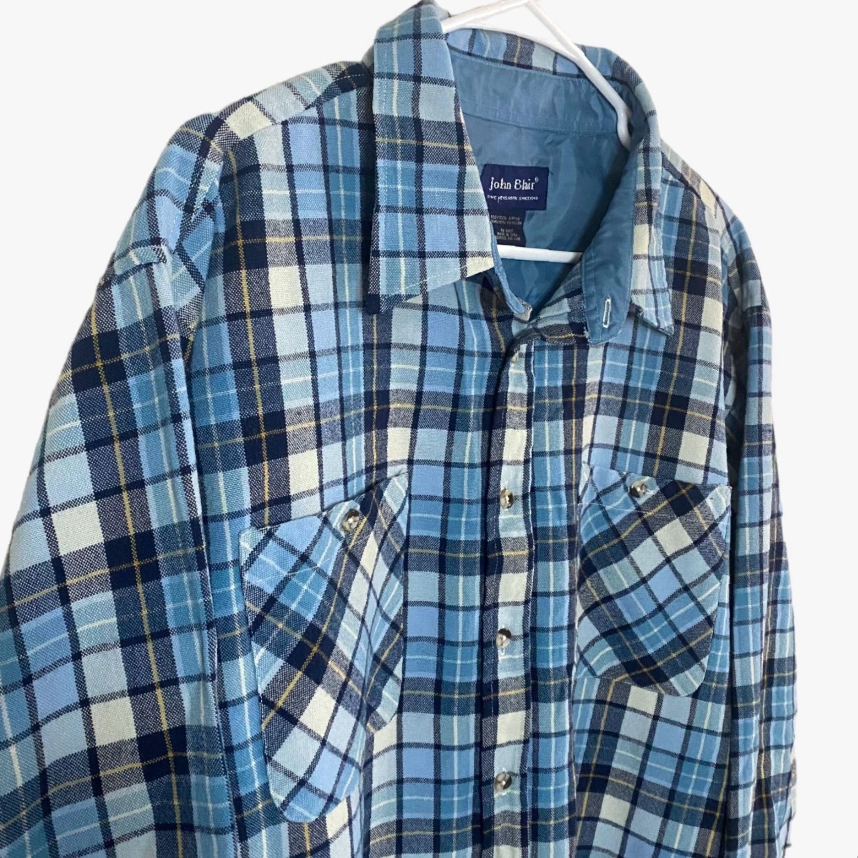 Blair VINTAGE John Blair Button-Up Flannel Shirt Long Sleeve Blue Plaid Pocket Mens XL Size US XL / EU 56 / 4 - 5 Thumbnail