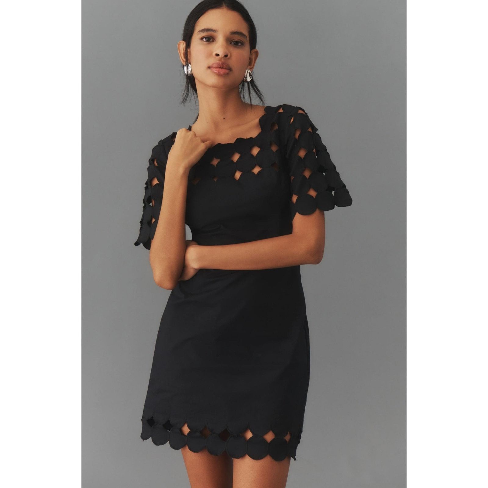 Anthropologie New Cutwork Mini Shift Dress $178 Sz 14 Black Size XL / US 12-14 / IT 48-50 - 1 Thumbnail