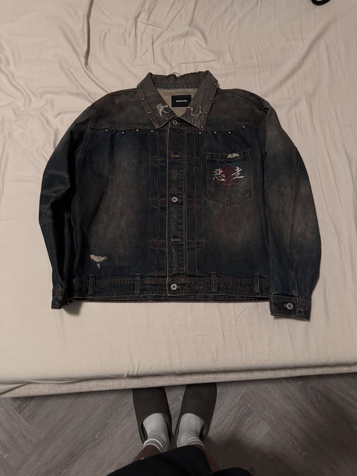 Other Regen Zone 25SS Distressed Denim Jacket Size US L / EU 52-54 / 3 - 1 Thumbnail