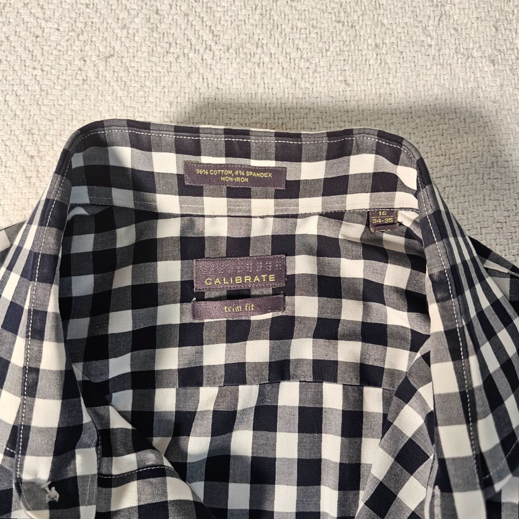 Vintage CALIBRATE Shirt Men's 16 34 35 Button Up Check Blue Long Sleeve No-iron Size US L / EU 52-54 / 3 - 2 Thumbnail