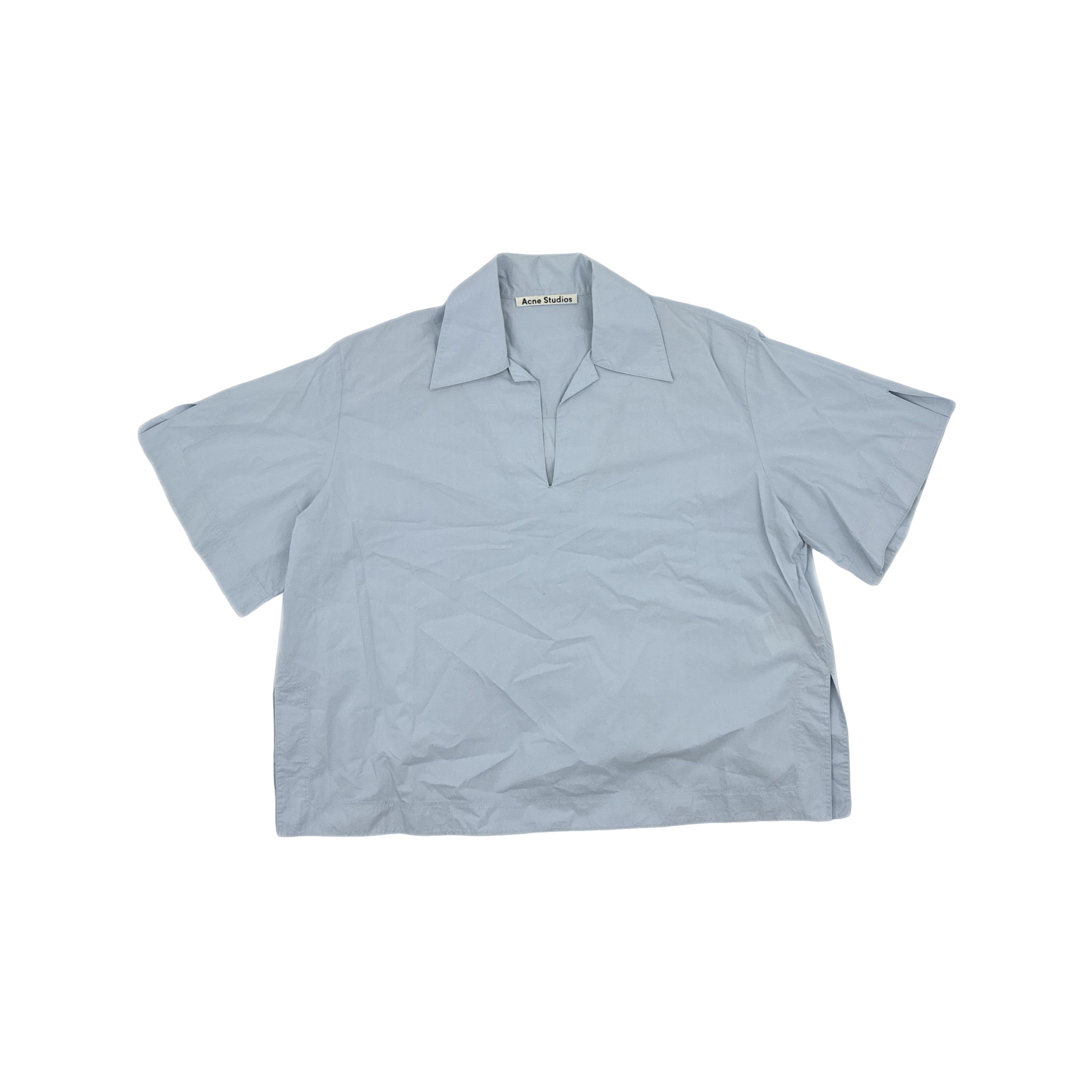 Acne Studios Acne Studios Blue Cotton Short Sleeve Popover Blouse 36 Size XS / US 0-2 / IT 36-38 - 1 Thumbnail