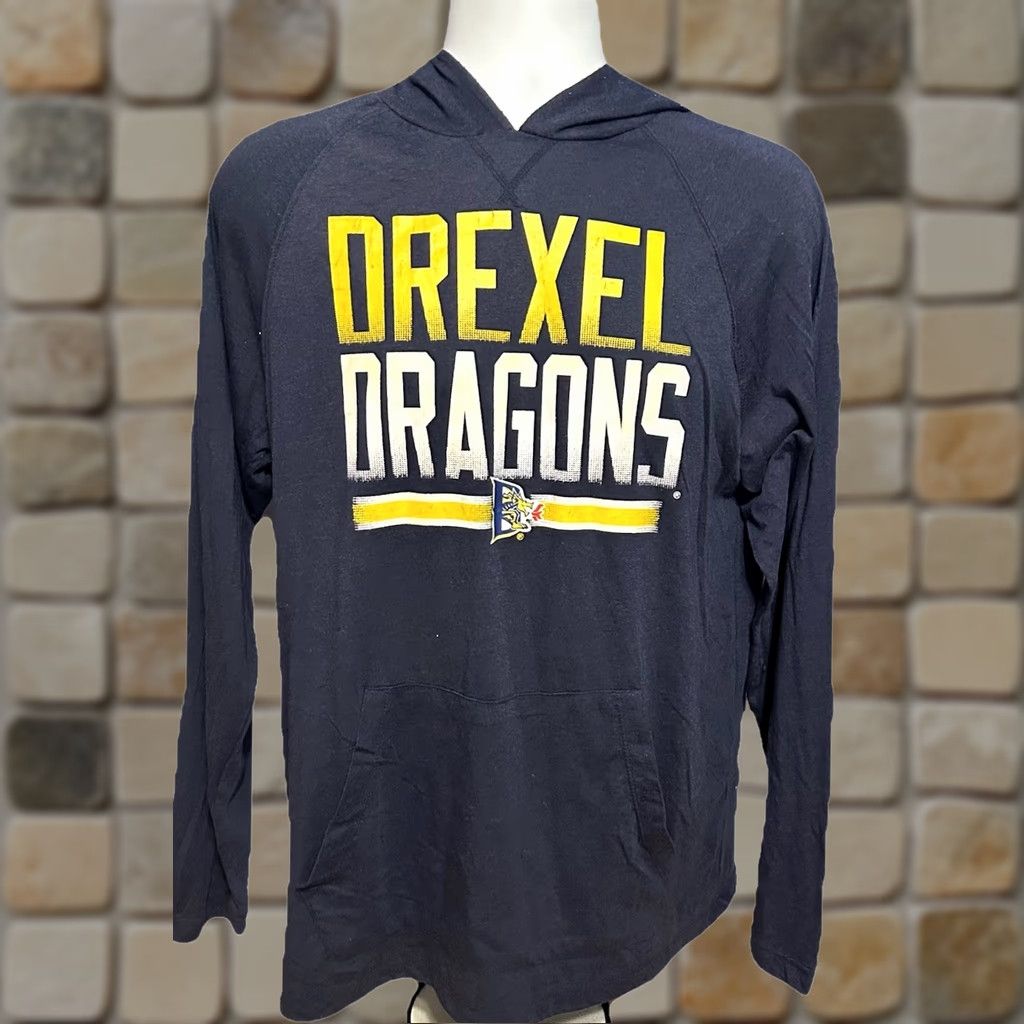 Vintage Drexel University Dragons Hoodie Adult Large Navy Blue Lightweight OVB Logo Pullover Hoodie Mens Size US L / EU 52-54 / 3 - 1 Thumbnail