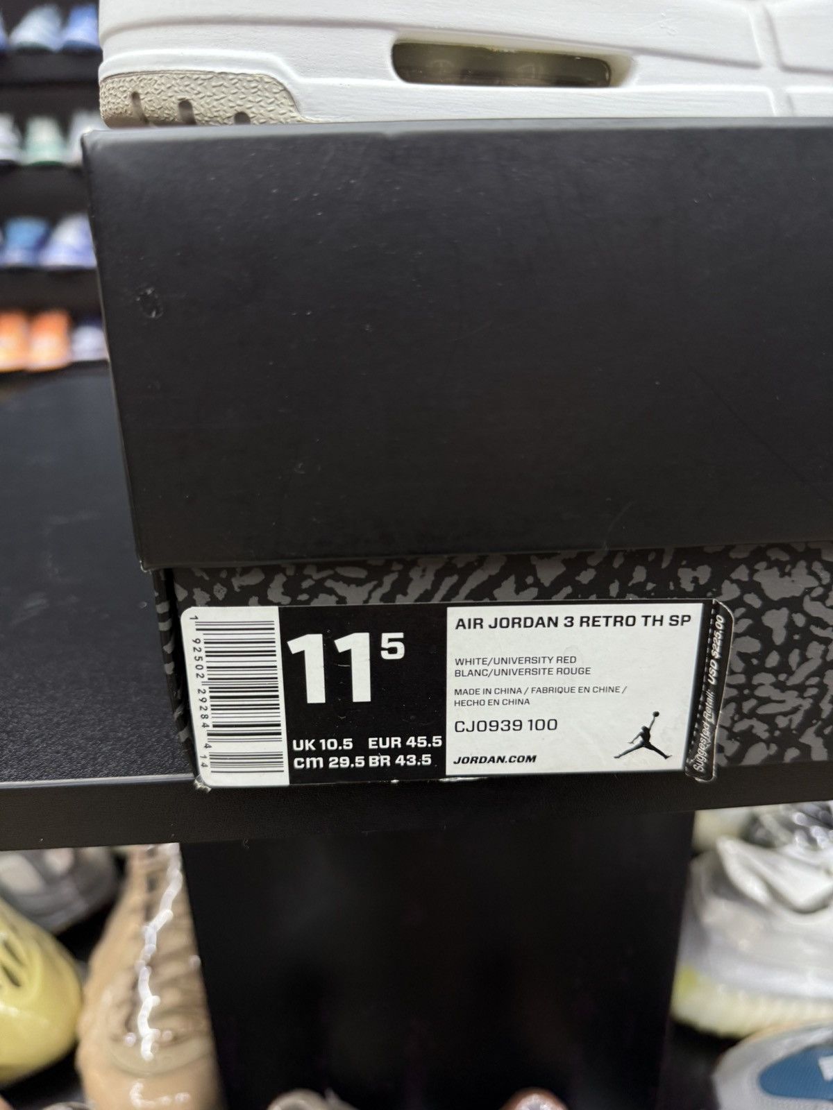 Jordan Brand Jordan 3 Tinker University Red Size (11.5) 2019 (CJ0939-100) Size US 11.5 / EU 44-45 - 13 Thumbnail