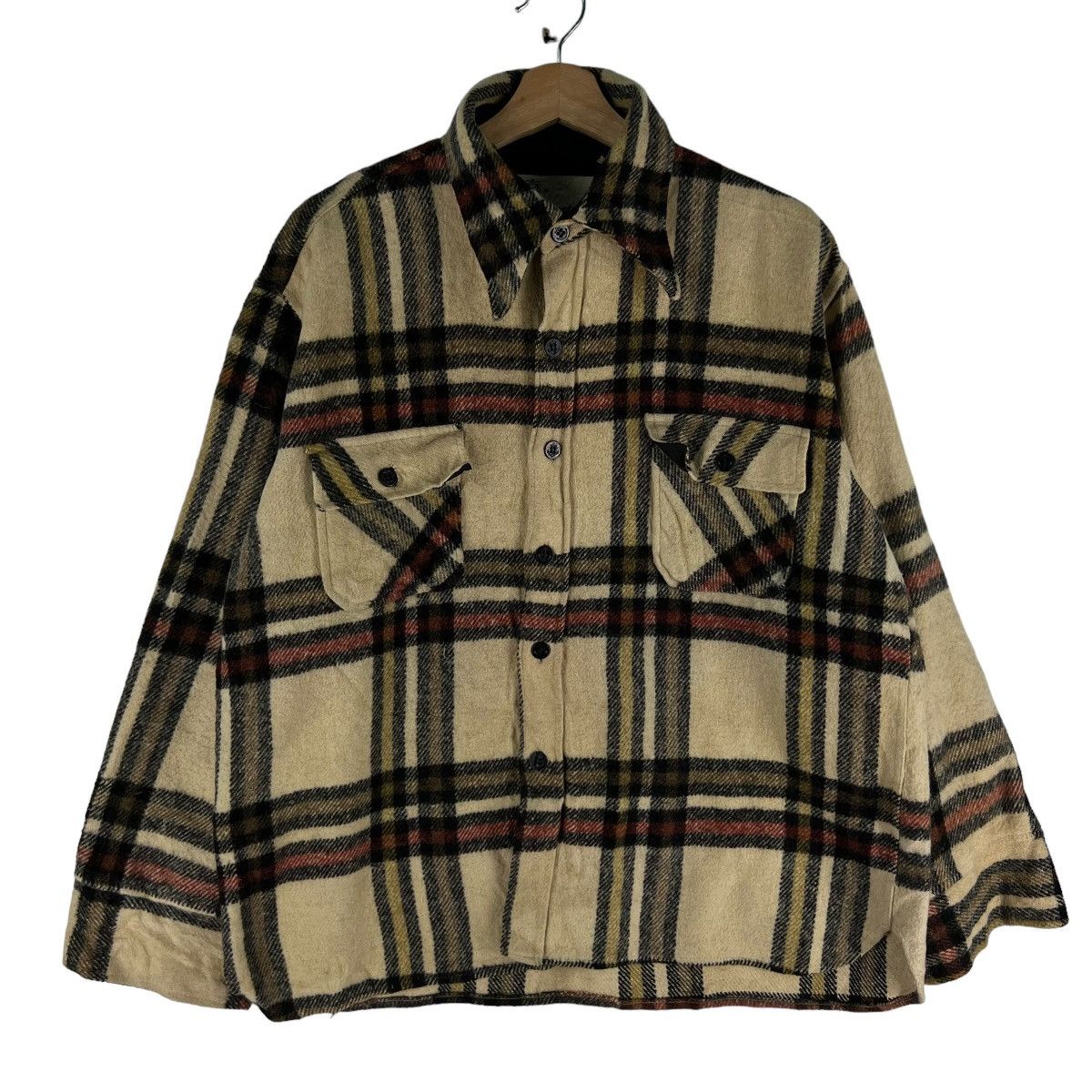 🔥VINTAGE WOOL FLANNEL JACKET BREWSTER TARTAN DESIGN