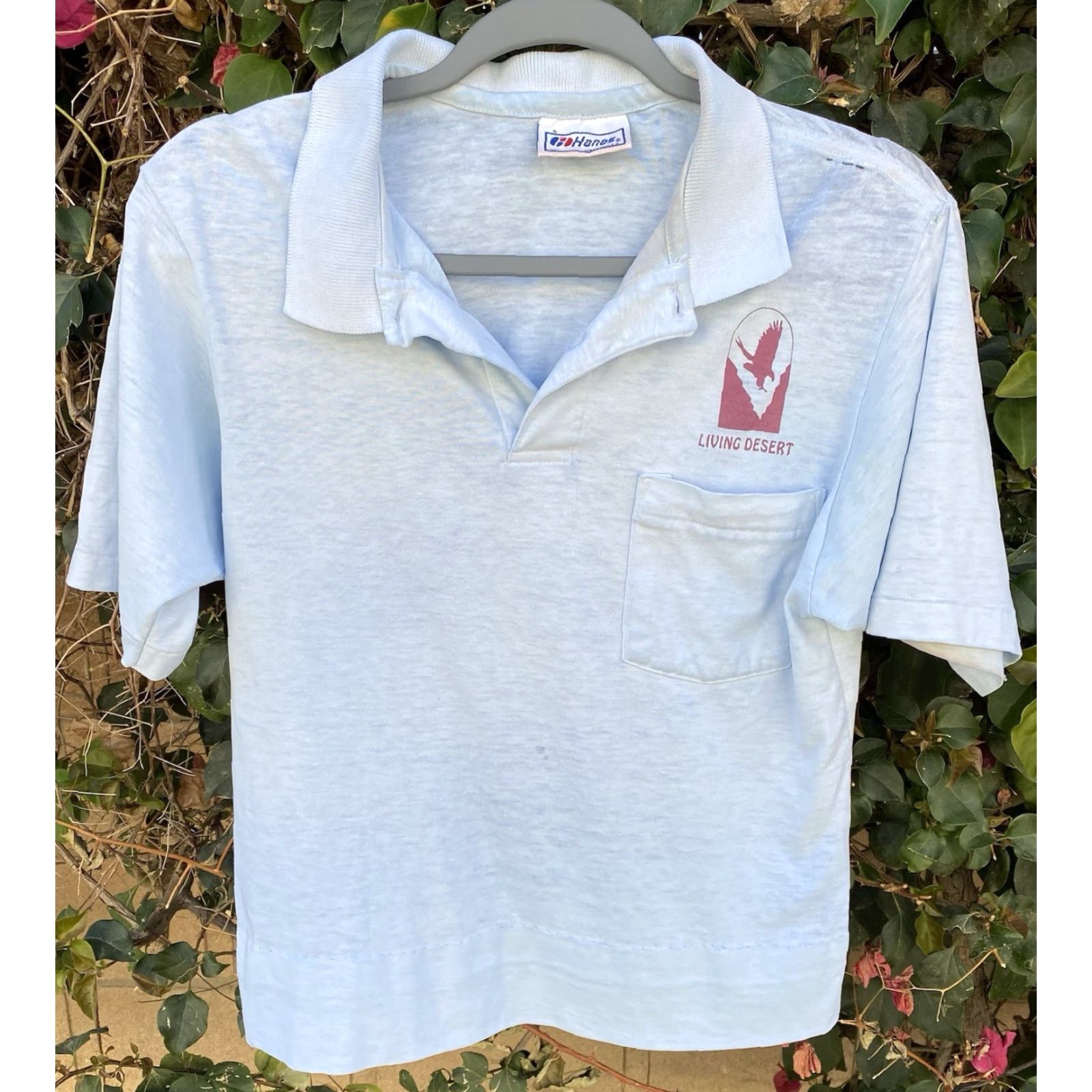 Hanes VINTAGE Hanes Pocket Polo Shirt Short Sleeve Blue 1980s Size M Distressed Thrashed Unisex Mens Womens Boys Girls Size US M / EU 48-50 / 2 - 5 Thumbnail