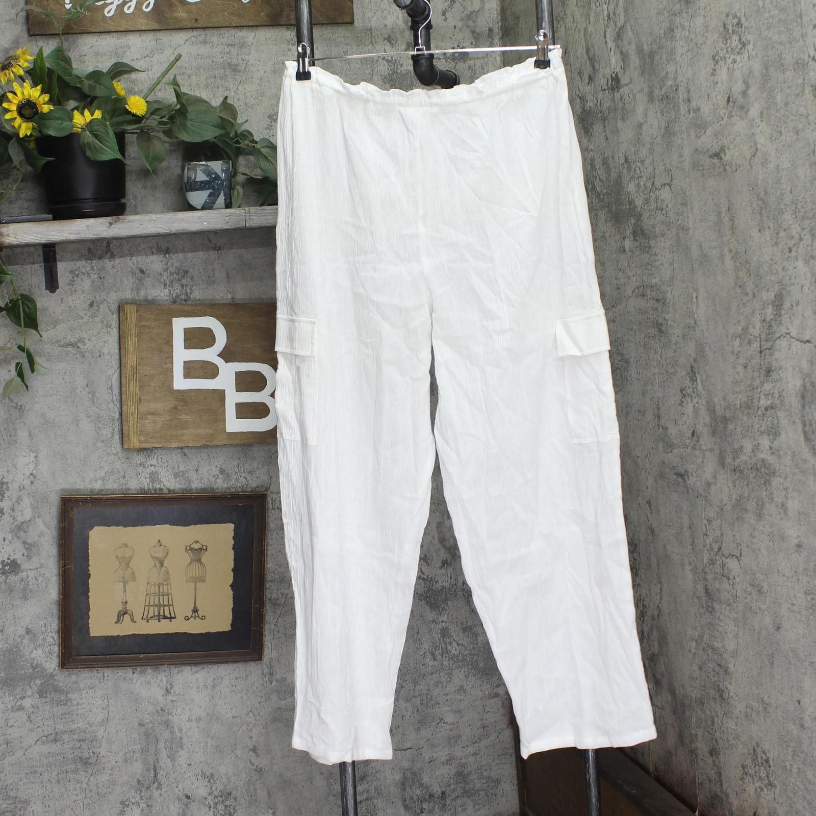 Sanctuary Nwt Sanctuary Crinkle Cargo Pants Sacc25849 Crinkle White L Size ONE SIZE - 2 Thumbnail