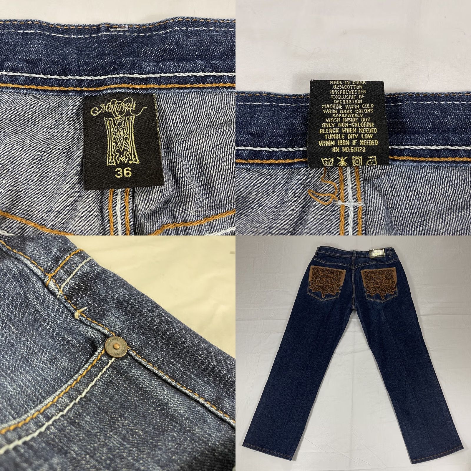 Vintage VINTAGE Makaveli Jeans Denim 90s Hip Hop Tupac Embroidered Baggy 36 Mens Jeans Blue High Rise 5-Pocket Straight Relaxed 82% Cotton 18% Polyester Size US 36 / EU 52 - 8 Thumbnail