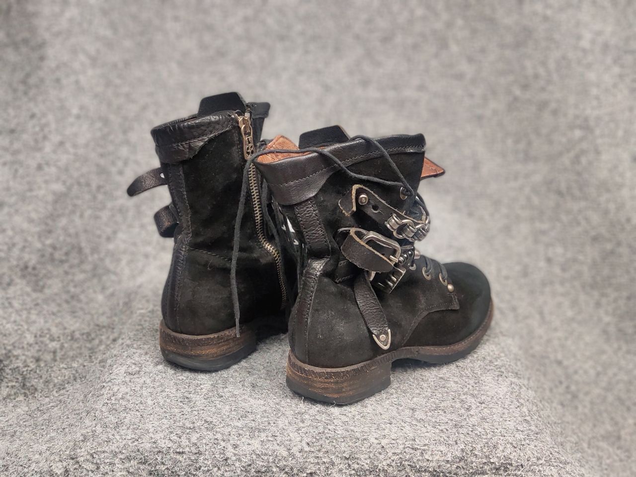 A.S.98 A.S.98 Vintage Black Suede Avant garde Mid Calf Combat Boots Size US 6 / IT 36 - 14 Thumbnail