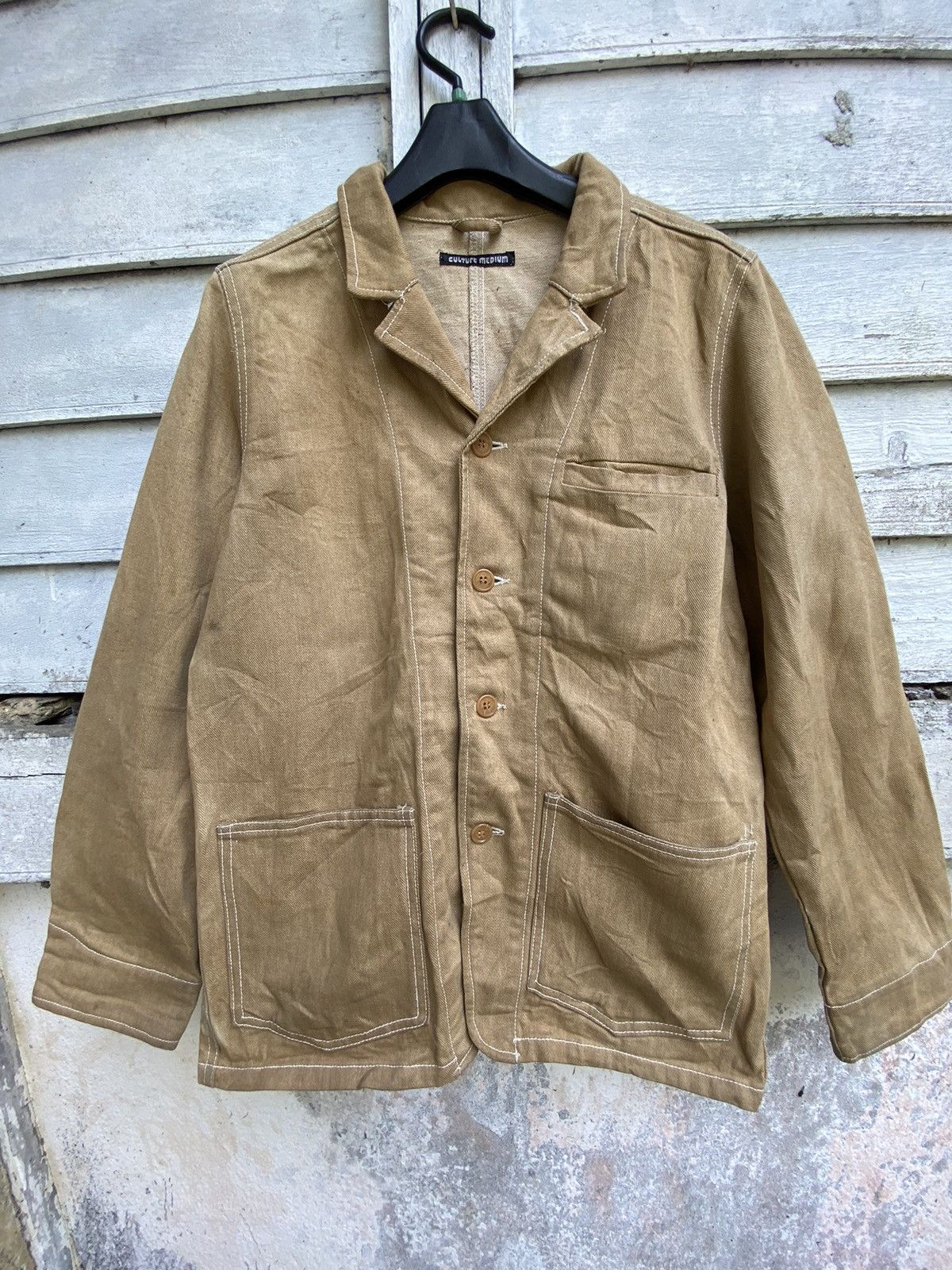 Japanese Brand Culture Medium Stain Wash Minimalist Denim Jacket Size US S / EU 44-46 / 1 - 1 Thumbnail